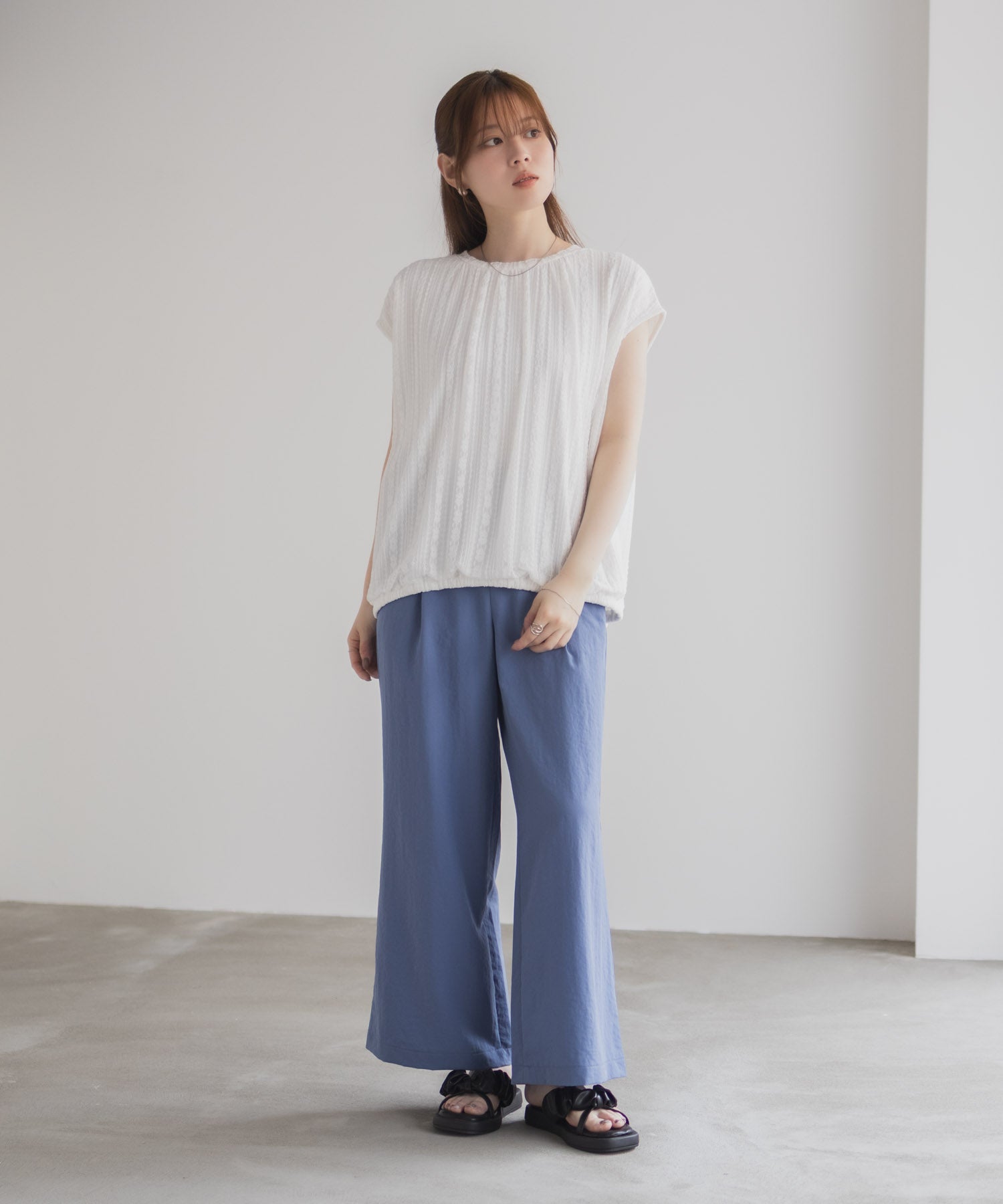 ハッシュアッシュ HusHusH レースバルーンフレンチTシャツ （ブルー） ブルー