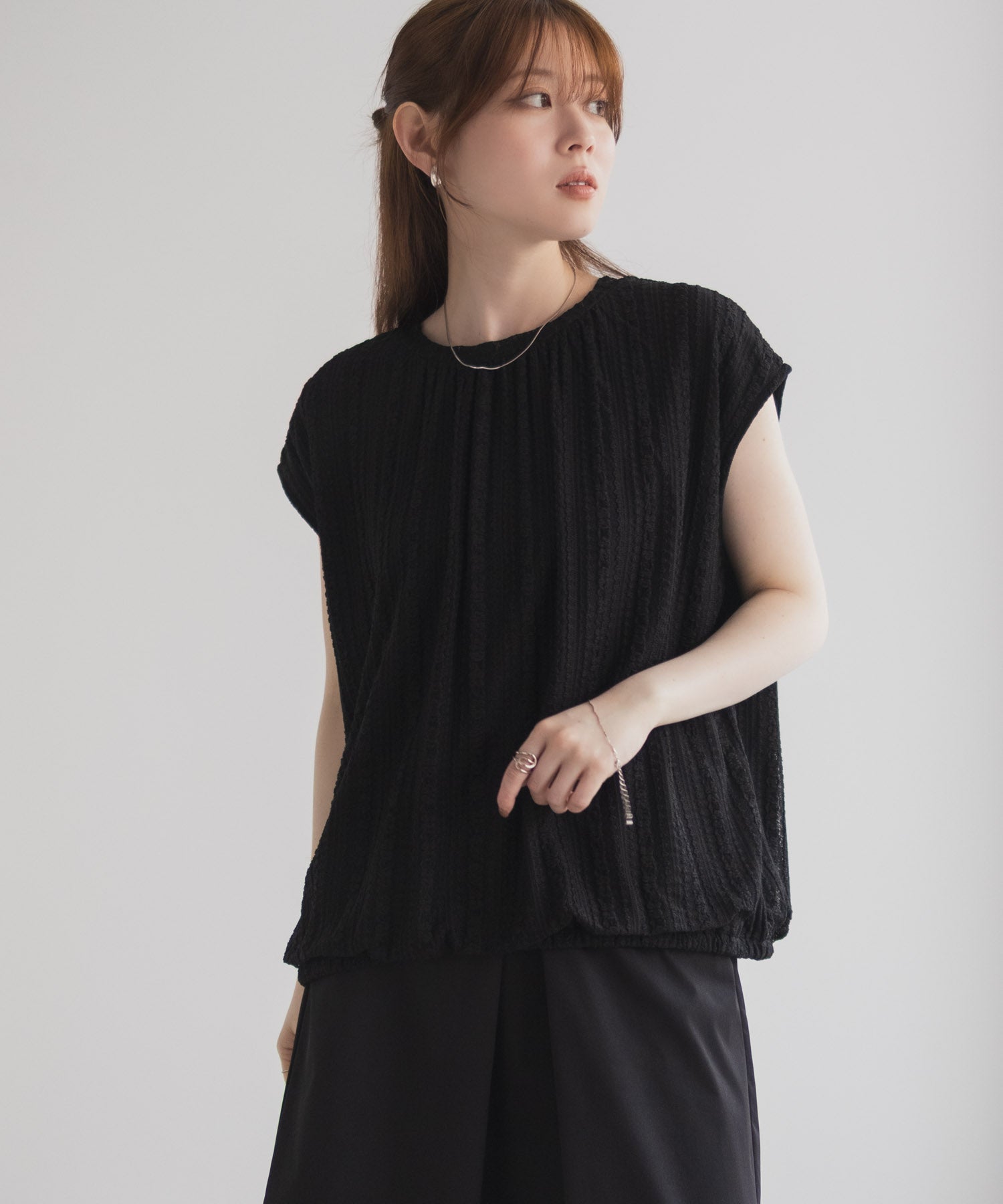 ハッシュアッシュ HusHusH レースバルーンフレンチTシャツ （ブルー） ブルー