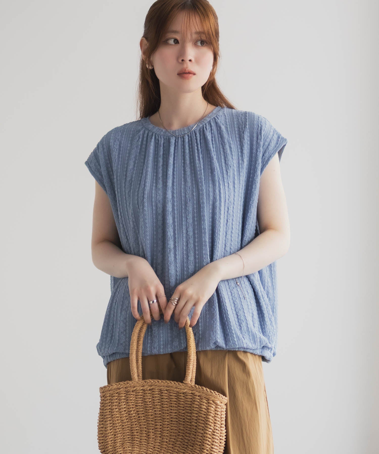ハッシュアッシュ HusHusH レースバルーンフレンチTシャツ （ブルー） ブルー