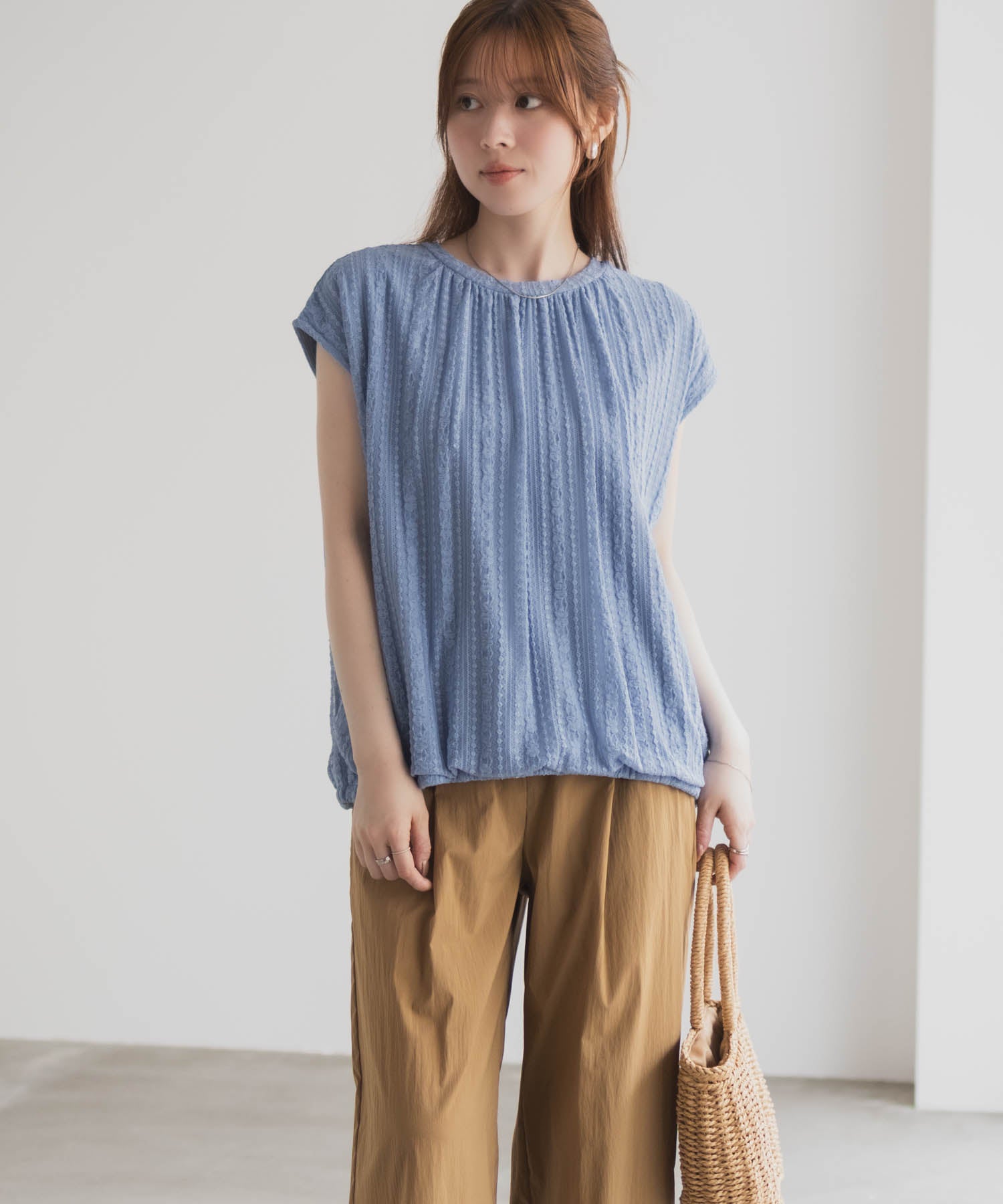 ハッシュアッシュ HusHusH レースバルーンフレンチTシャツ （ブルー） ブルー