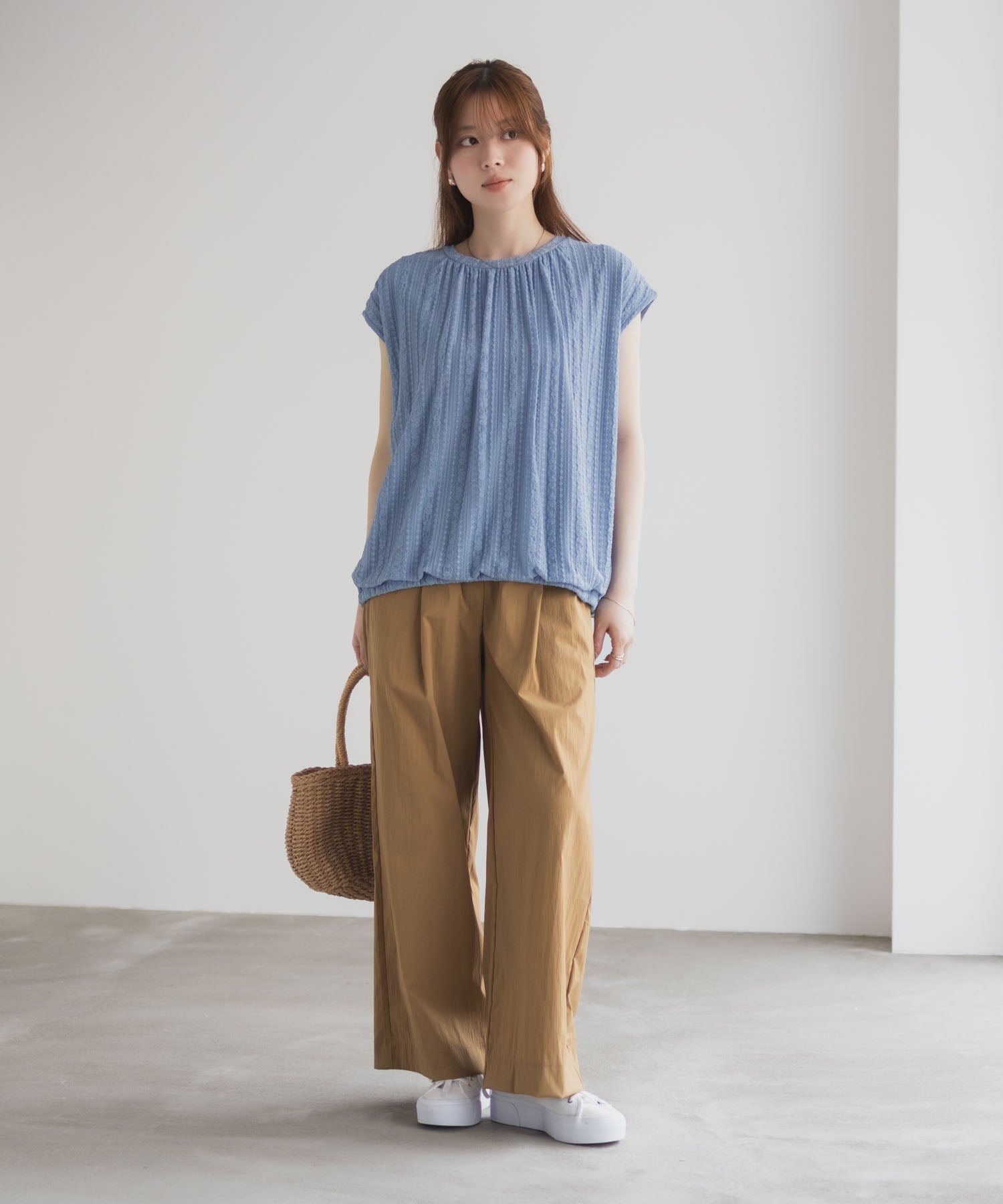 ハッシュアッシュ HusHusH レースバルーンフレンチTシャツ （ブルー） ブルー