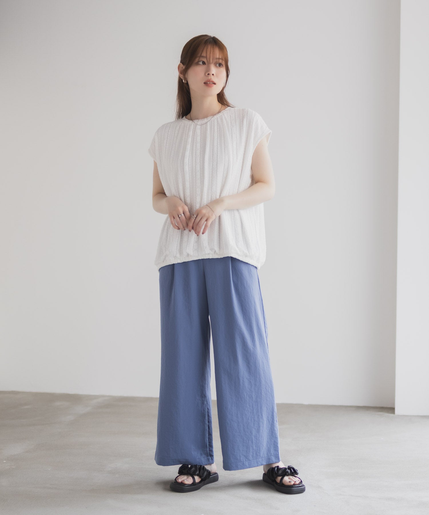 ハッシュアッシュ HusHusH レースバルーンフレンチTシャツ （ブルー） ブルー