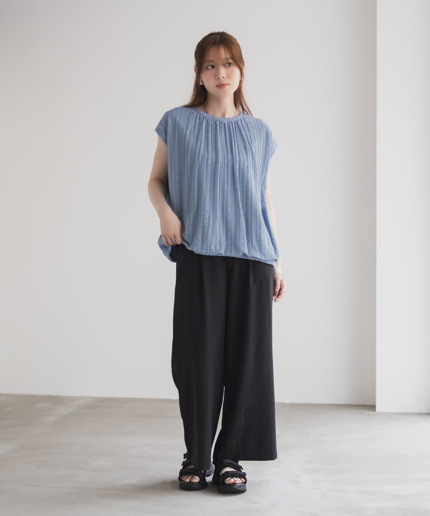 ハッシュアッシュ HusHusH レースバルーンフレンチTシャツ （ブルー） ブルー