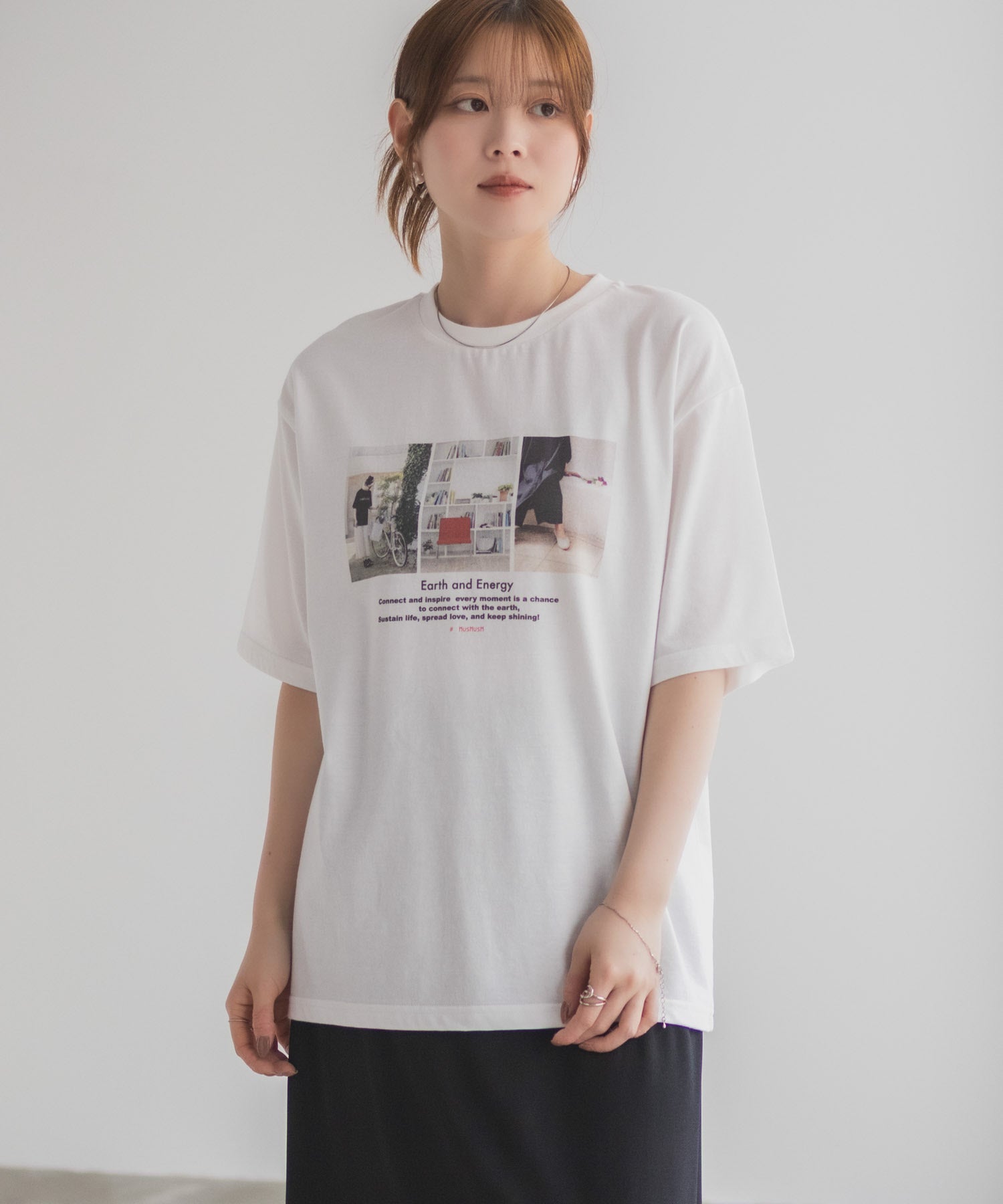 ハッシュアッシュ HusHusH フォトプリントTシャツ （オフホワイト） オフホワイト
