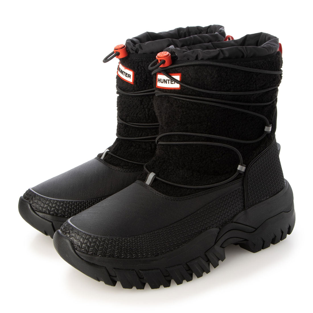 ハンター HUNTER MENS WANDERER SHORT SHERPA SNOW BOOT,BLACK