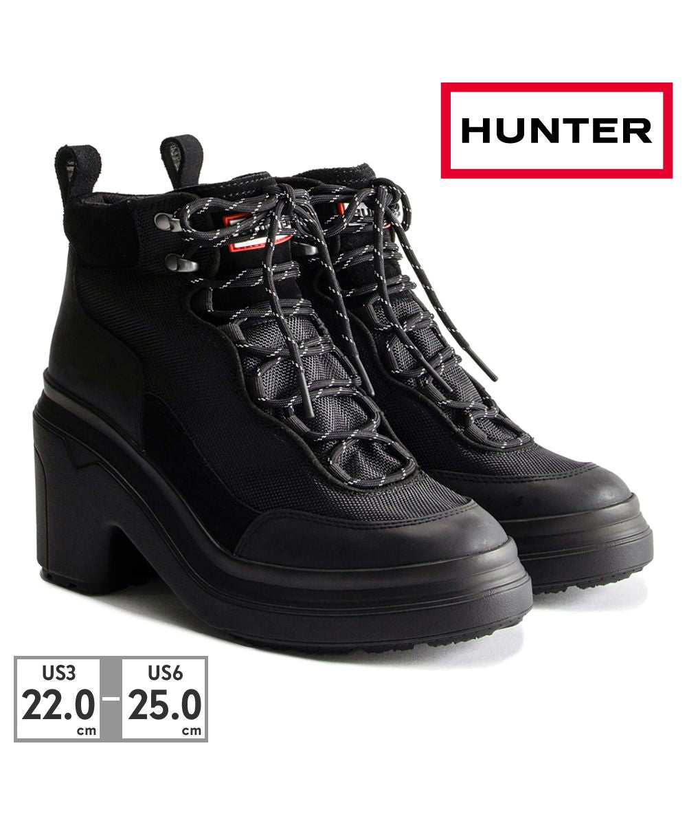 ハンター HUNTER ハンター HUNTER レディース WFP1106LNR エクスプローラー アンクル レースアップ ヒールブーツ （ブラック） ブラック