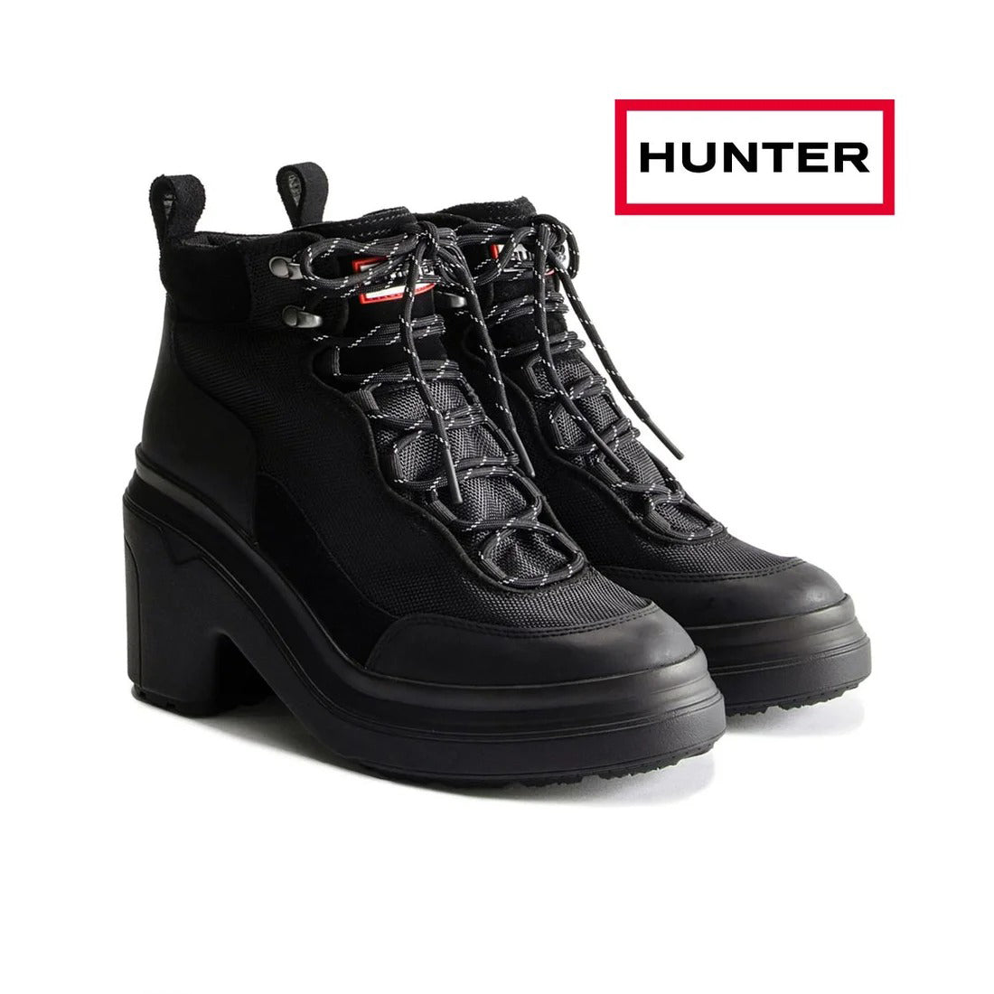 ハンター HUNTER ハンター HUNTER レディース WFP1106LNR エクスプローラー アンクル レースアップ ヒールブーツ （ブラック） ブラック