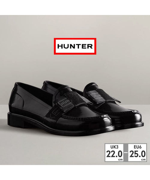 極美品 HUNTER REFAIND BOW PENNY LOAFER 24cm ASBee 長靴 レインブーツ HUNTER ハンター W REFINED BOW PENNY