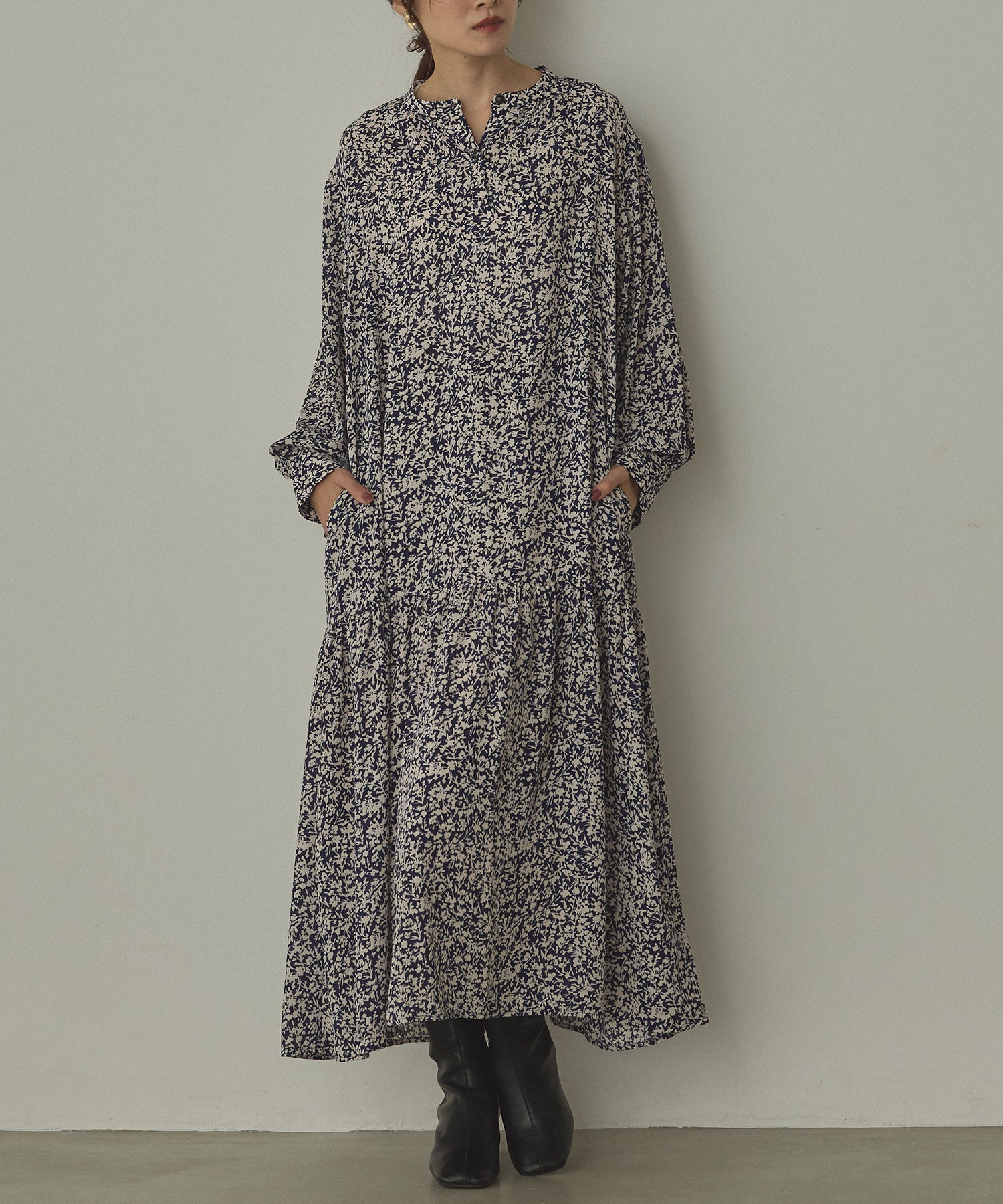 ハンチ hunch ジョーゼット柄 プリントワンピース （パープル） パープル