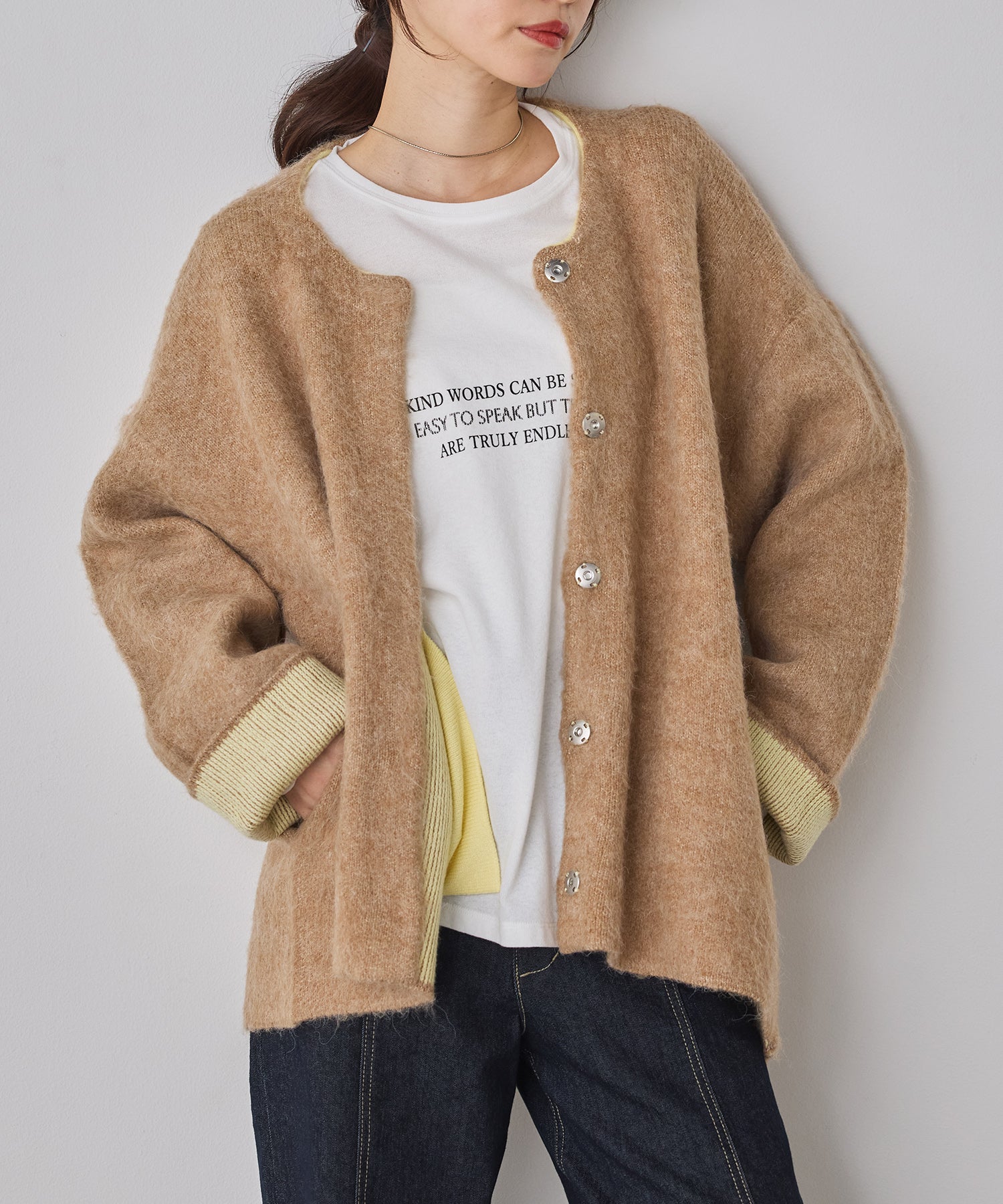 ハンチ hunch ダブルフェイス ニットコート （ベージュ） ベージュ