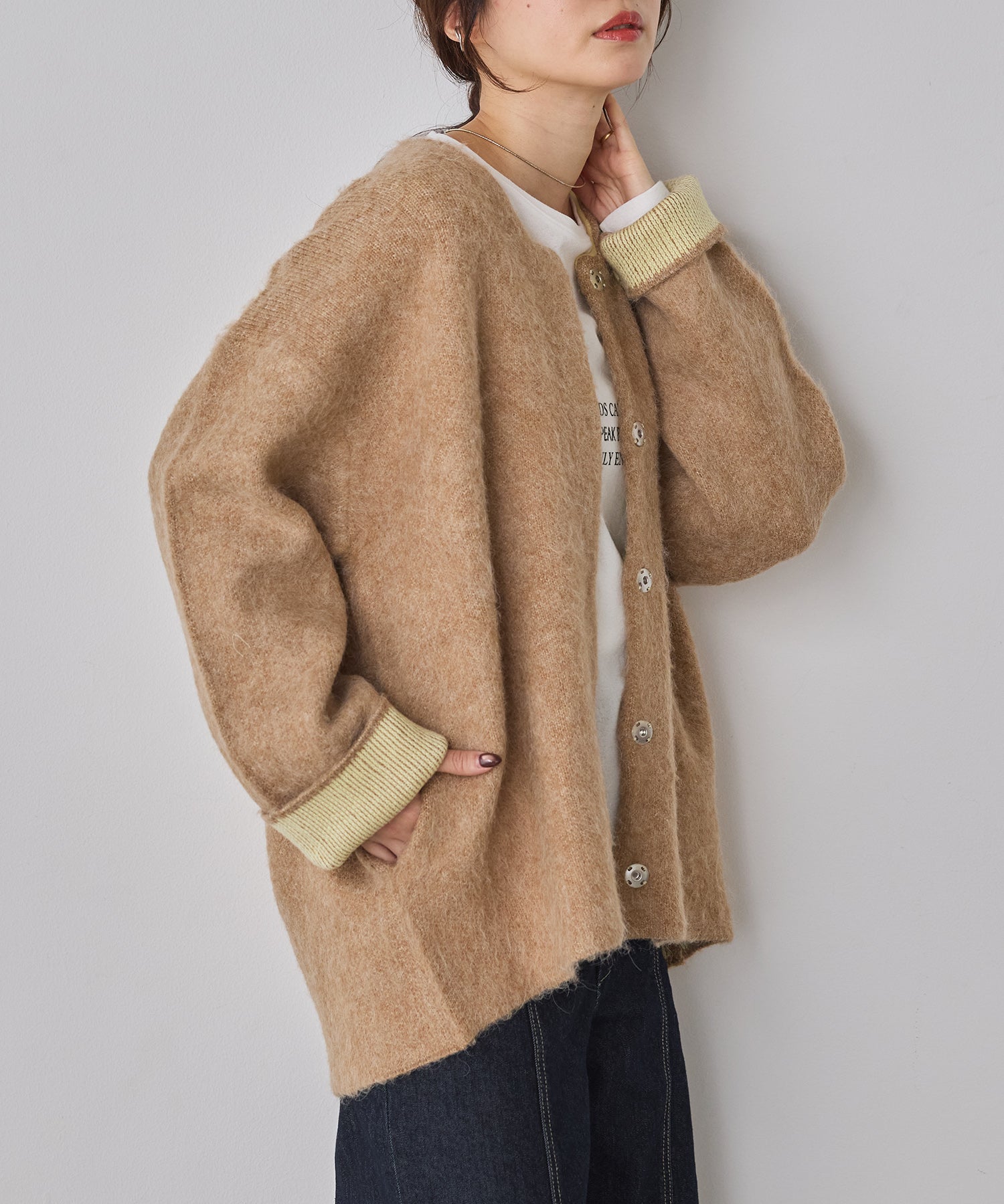 ハンチ hunch ダブルフェイス ニットコート （ベージュ） ベージュ