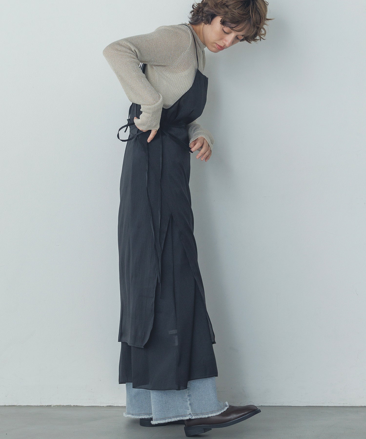 ハンチ hunch シアーキャミワンピ スカートセット （ブラック） ブラック