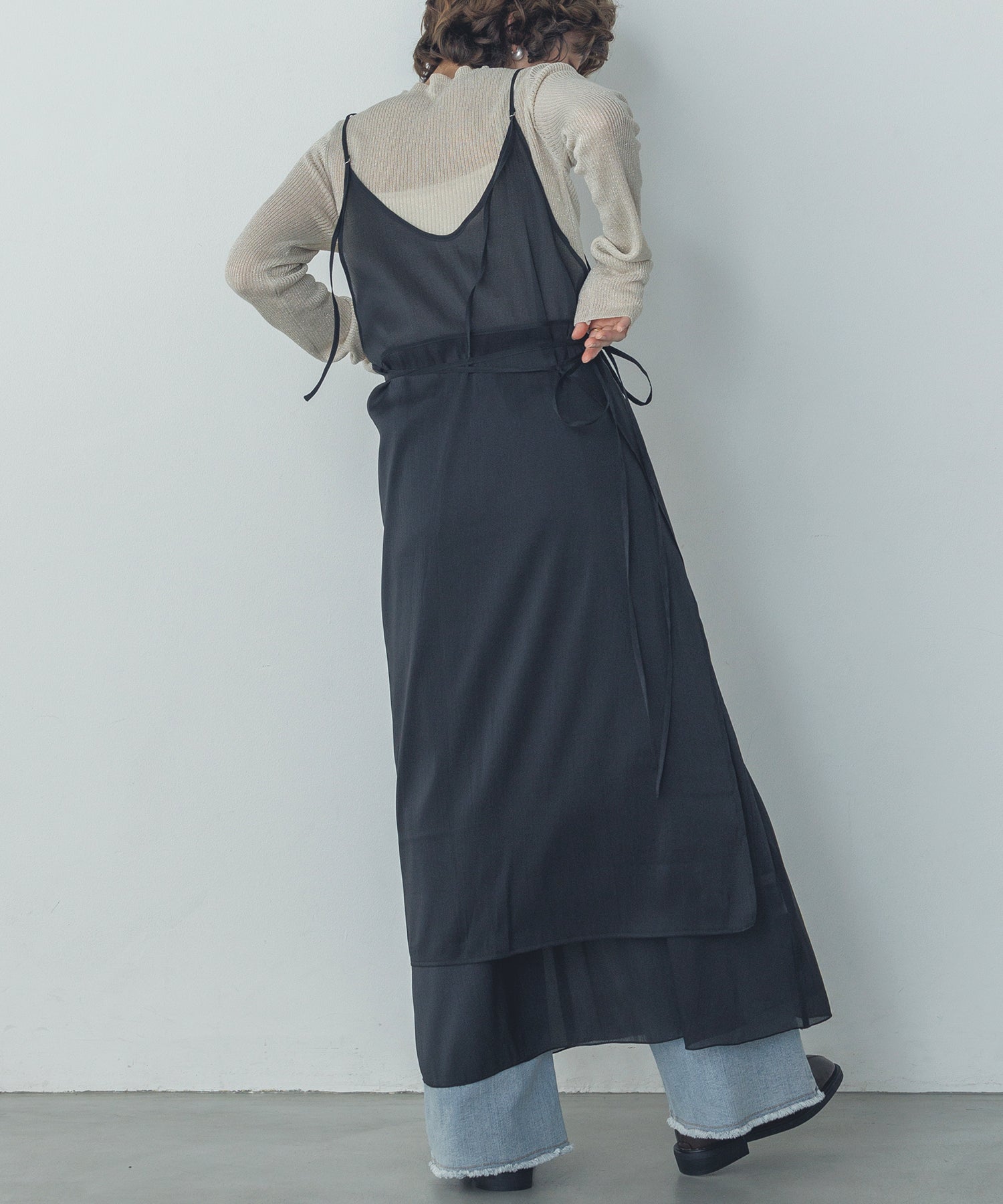 ハンチ hunch シアーキャミワンピ スカートセット （ブラック） ブラック