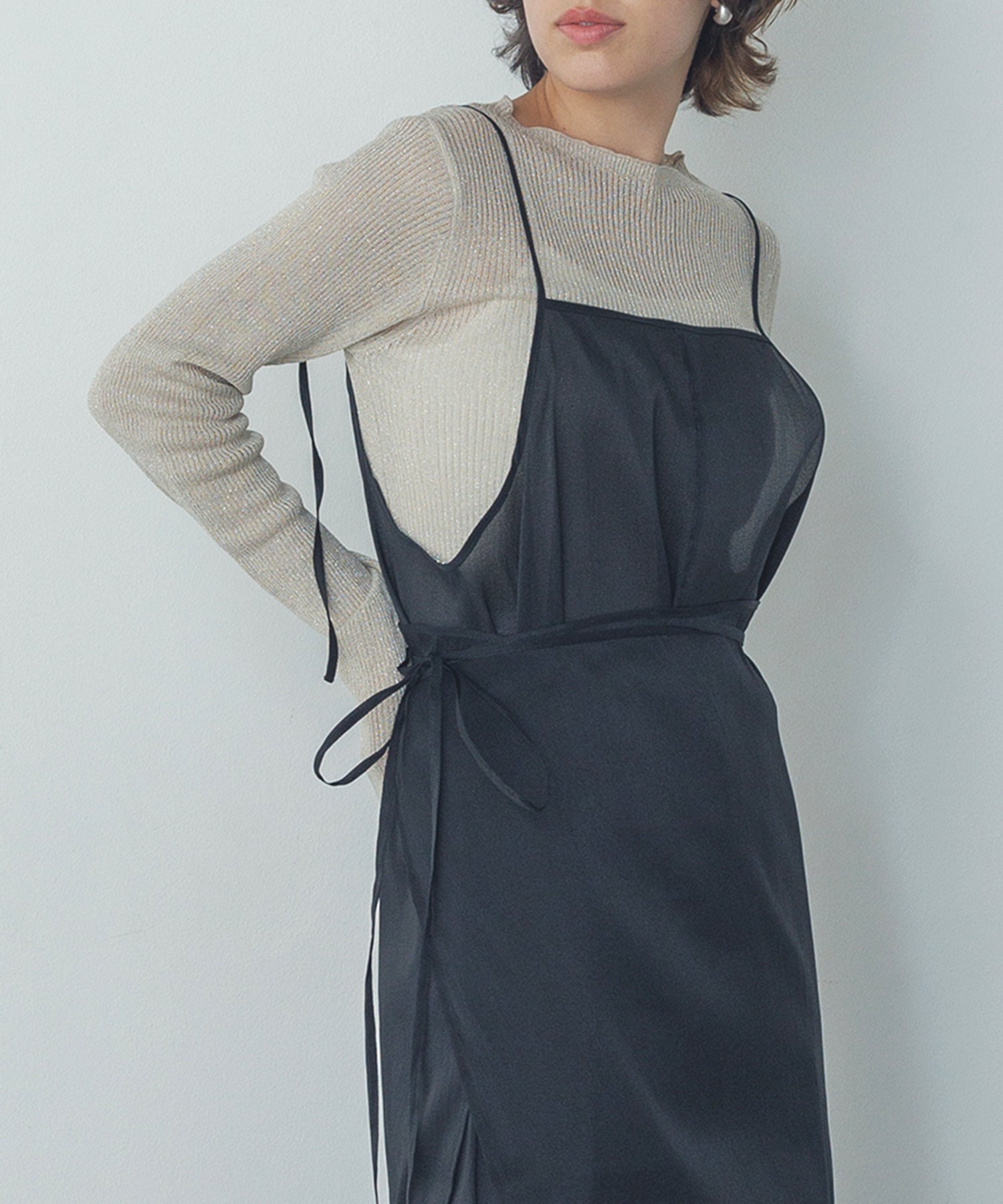 ハンチ hunch シアーキャミワンピ スカートセット （ブラック） ブラック