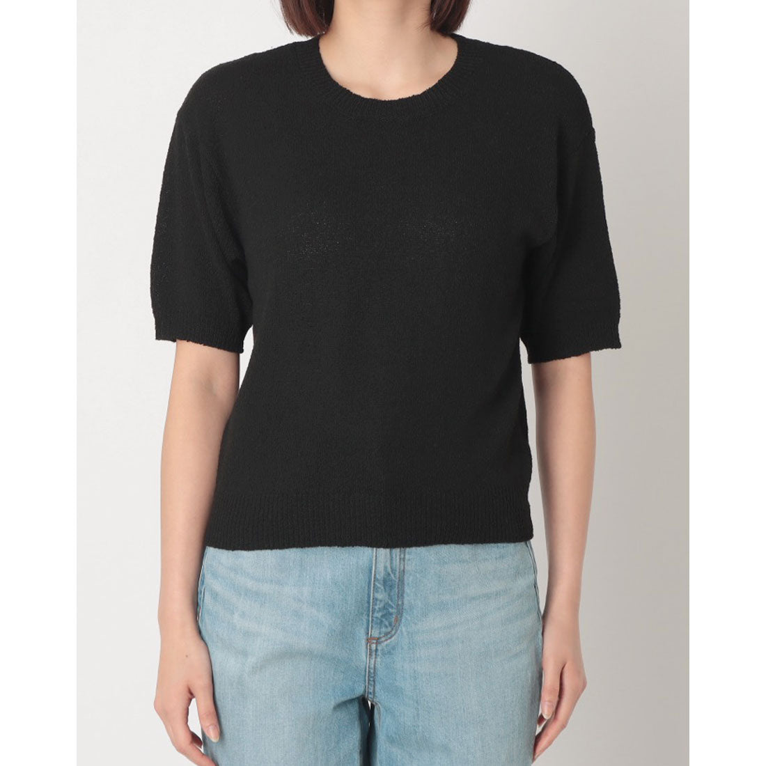 ハンチ hunch ループヤーン 5G天竺 半袖ニット （BLACK） BLACK
