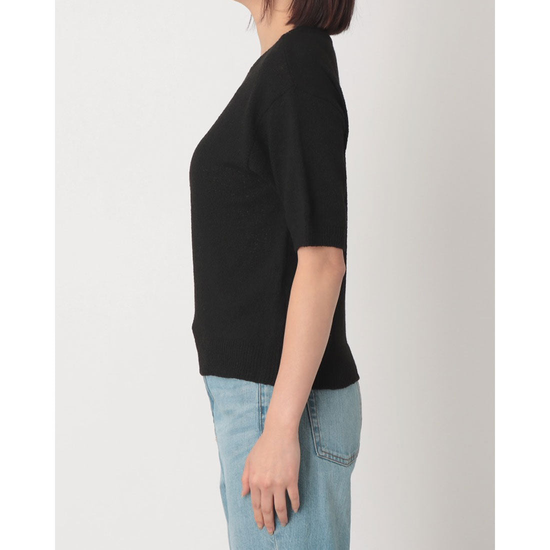 ハンチ hunch ループヤーン 5G天竺 半袖ニット （BLACK） BLACK