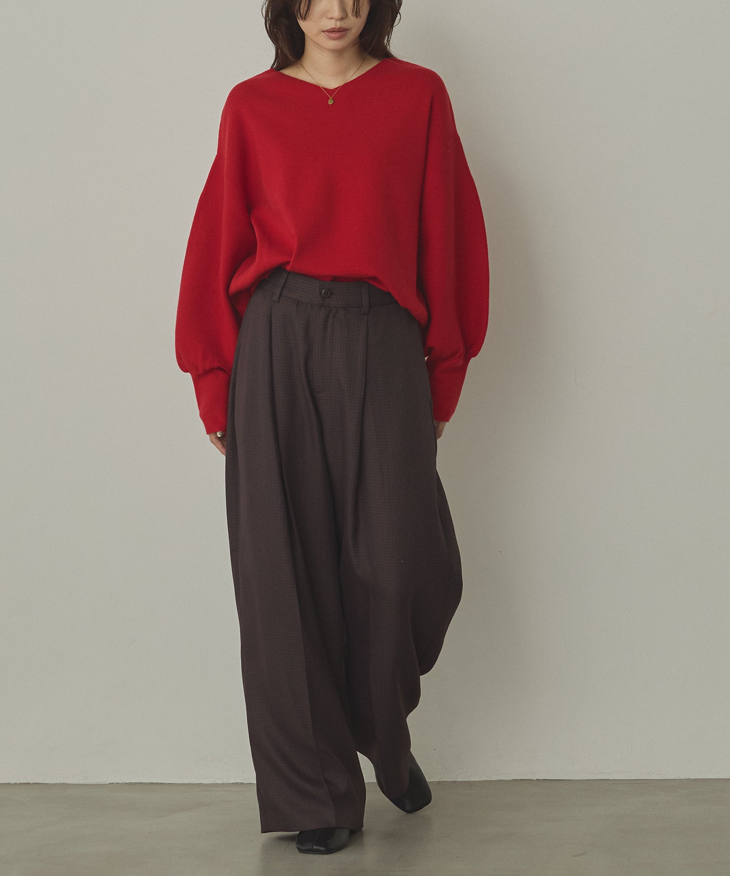 ハンチ hunch ウールライク ストレートパンツ （ブラック） ブラック