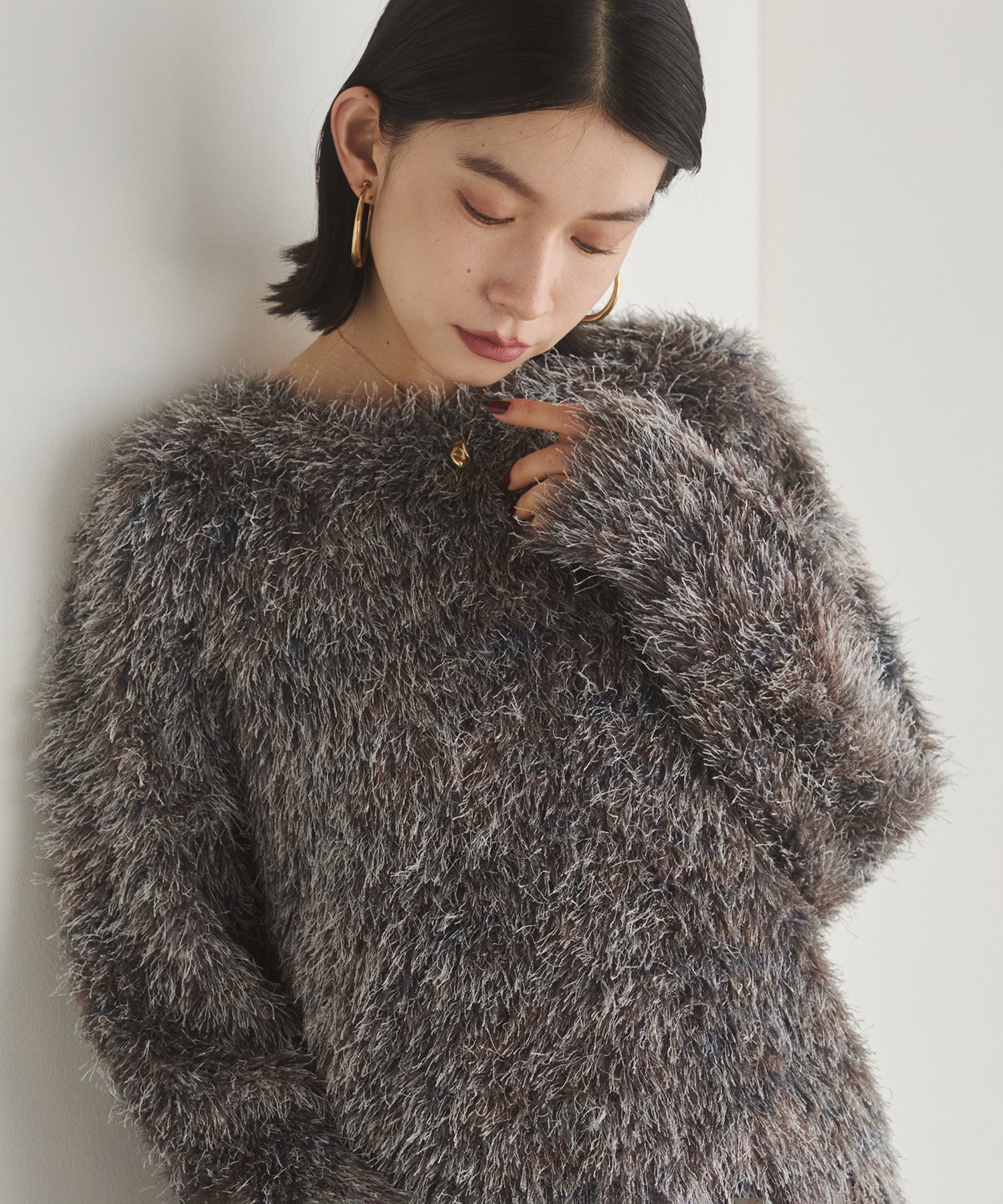 ハンチ hunch ミックス シャギーニット （グレー系） グレー系