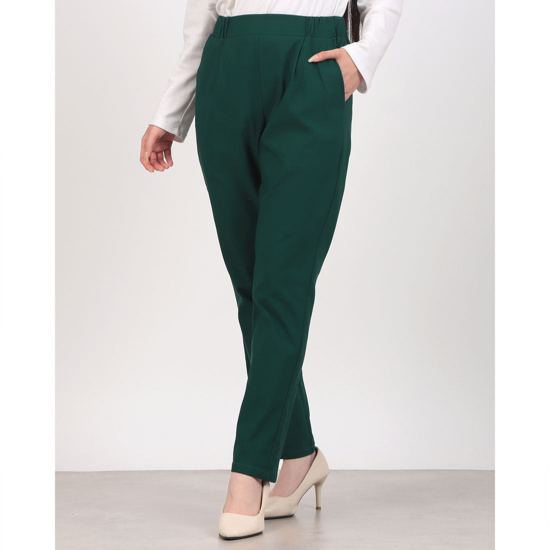 ハンチ hunch 裏起毛 バリラク テーパードパンツ （GREEN） GREEN