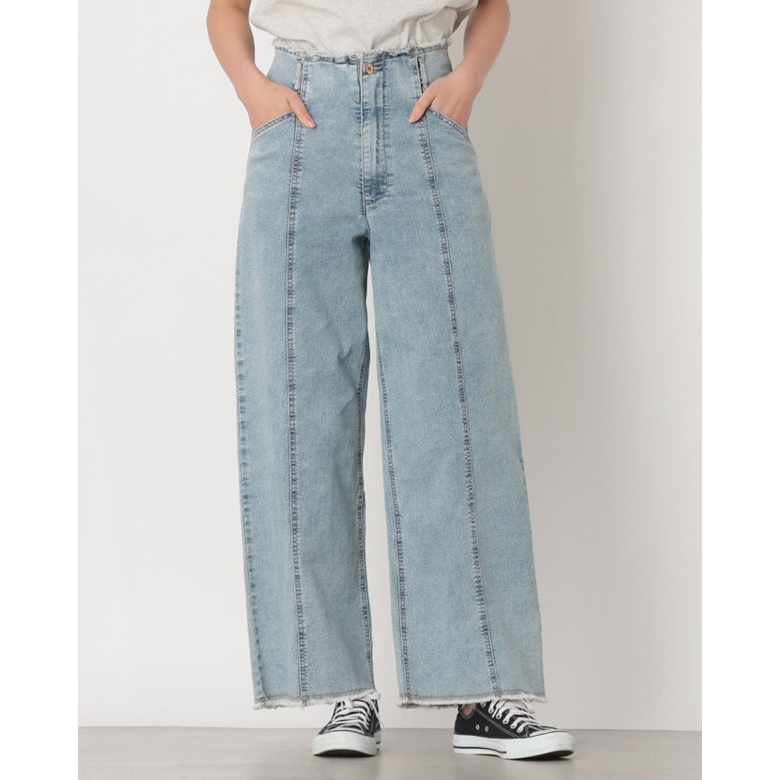 ハンチ hunch 9.5oz ストレッチデニム ワイドパンツ （ONE WASH） ONE WASH