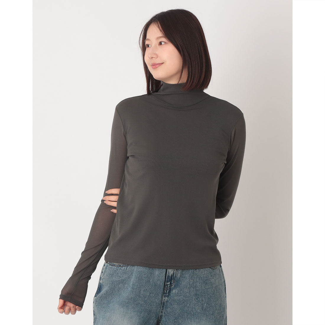ハンチ hunch パワーネット フロントダブル ハイネック プルオーバー （DK.CHACOAL） DK.CHACOAL