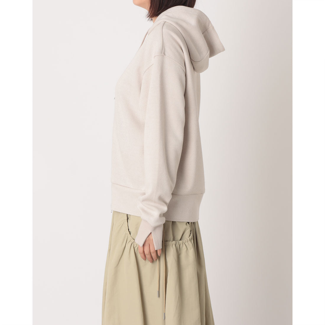 ハンチ hunch ダブルフェイスリブZIPパーカー （GRAY/OFF） GRAY/OFF