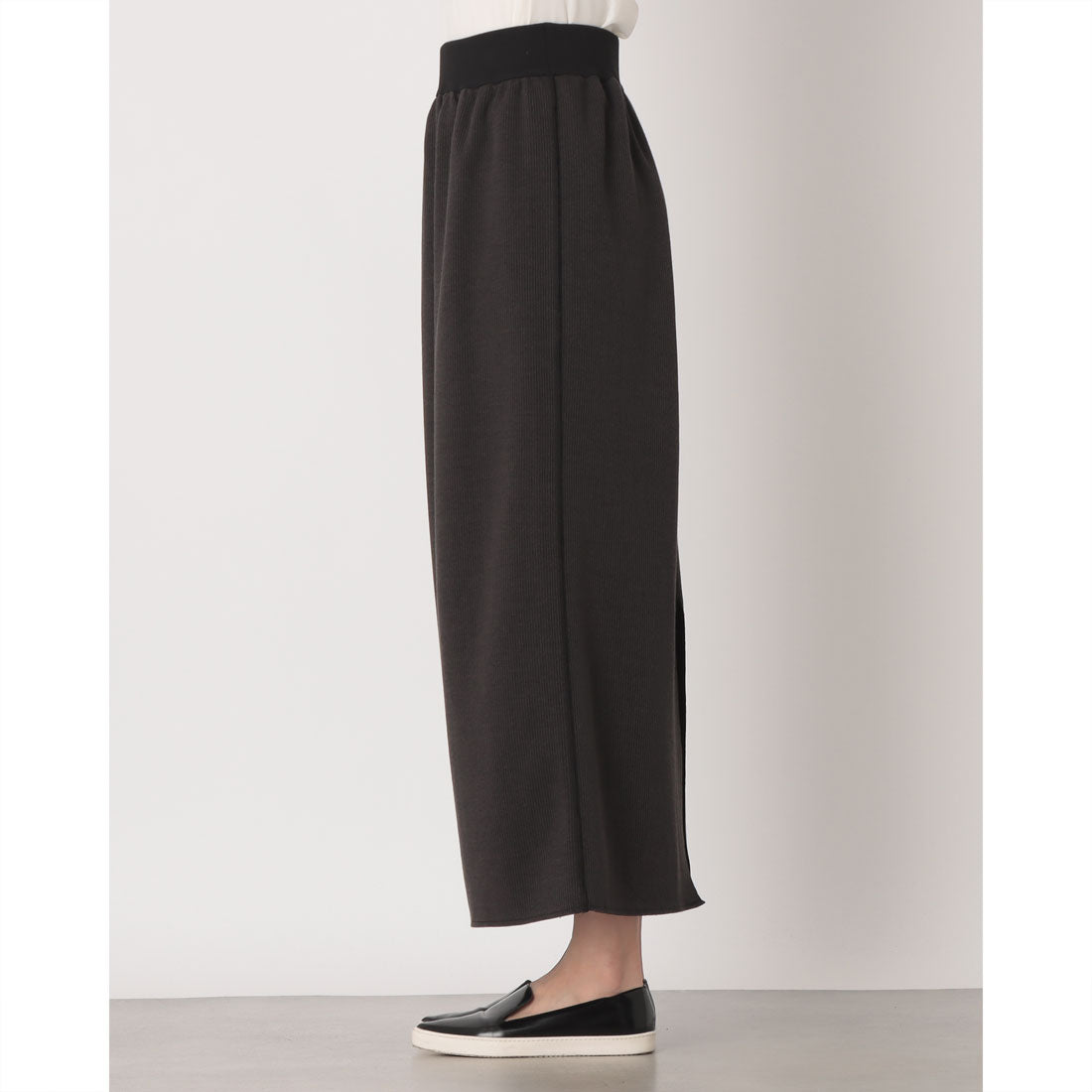 ハンチ hunch ダブルフェイス リブマキシタイト スカート （CHACOAL/CHACOAL） CHACOAL/CHACOAL