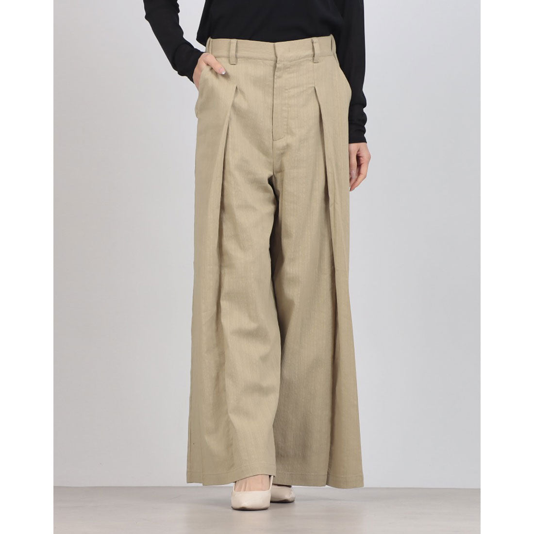 ハンチ hunch スプリングスラブ 深タックパンツ （BEIGE） BEIGE