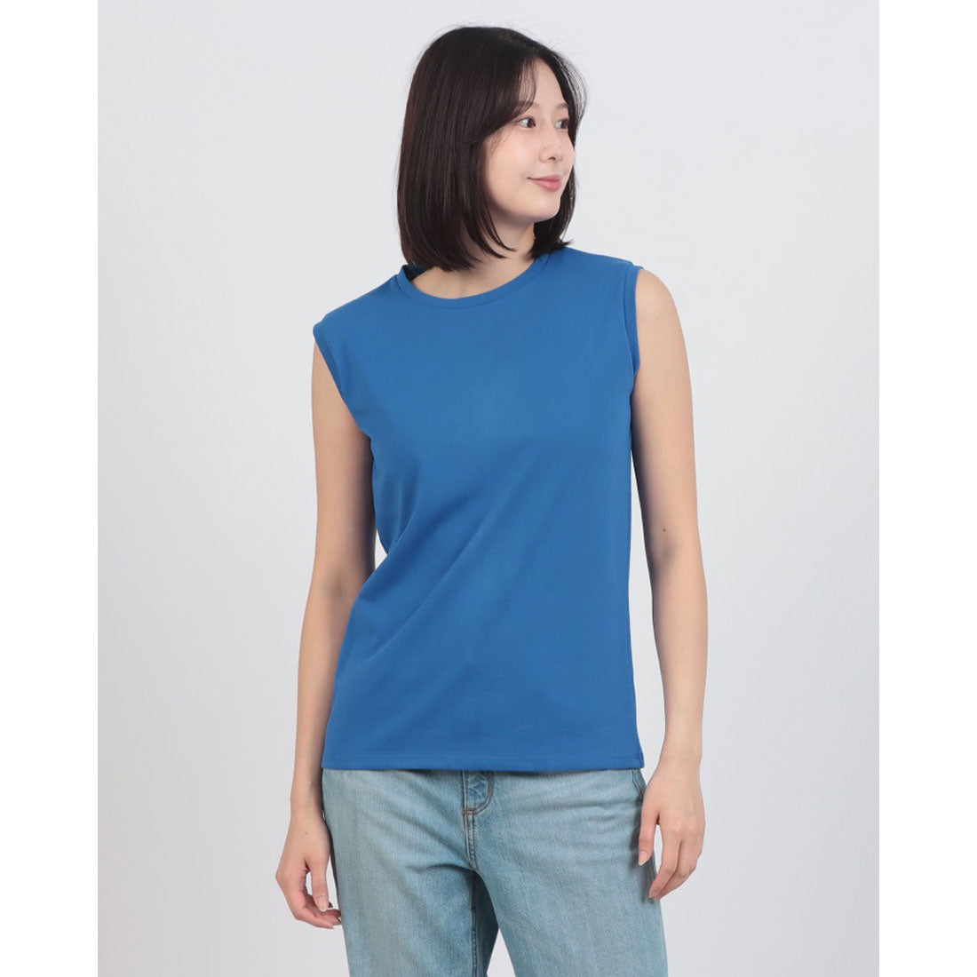 ハンチ hunch USAコットン HIGHCOOL-T プレーティング天竺ベーシックノースリ （BLUE） BLUE