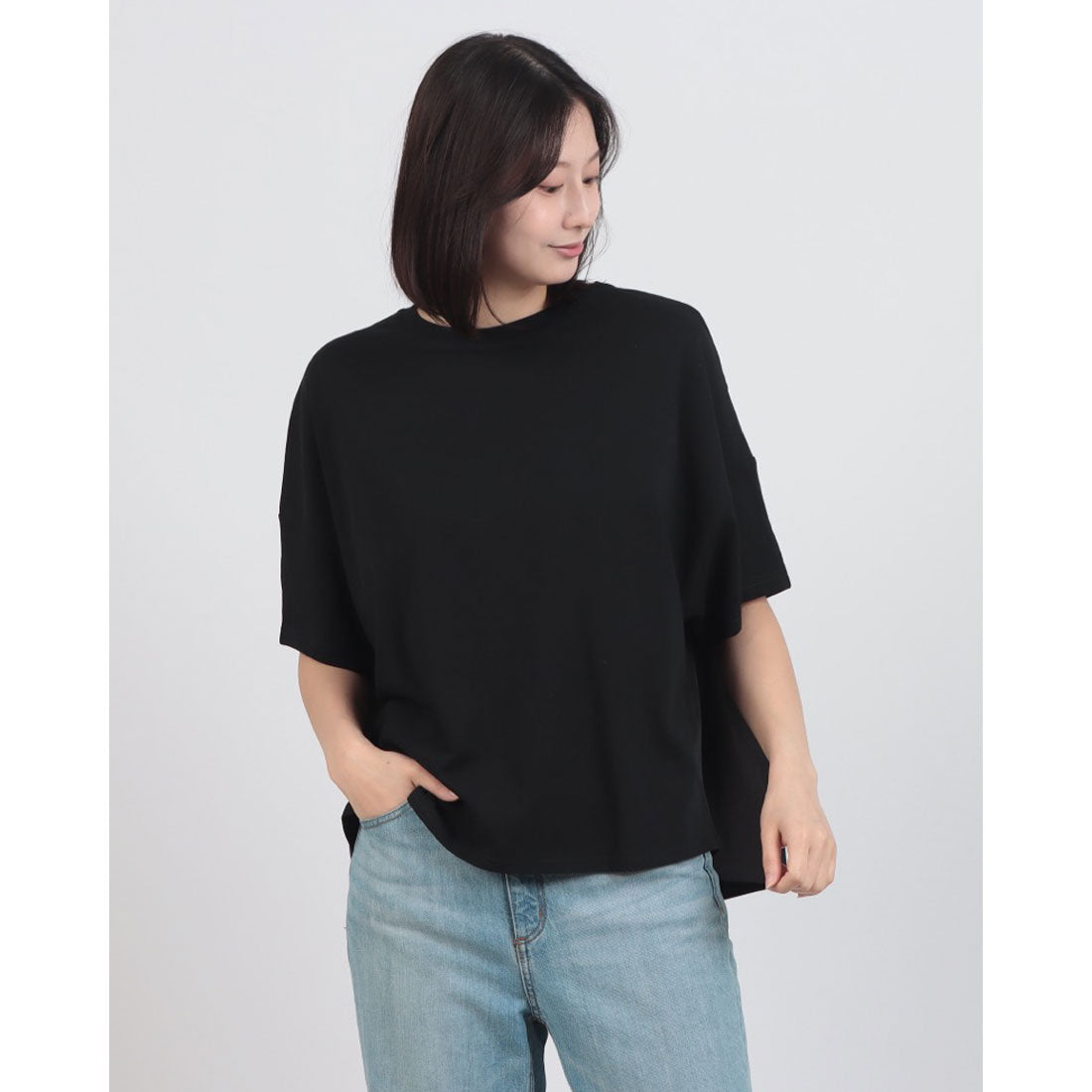 ハンチ hunch USAコットン HIGHCOOL-T プレーティング天竺ドルマンPO （BLACK） BLACK