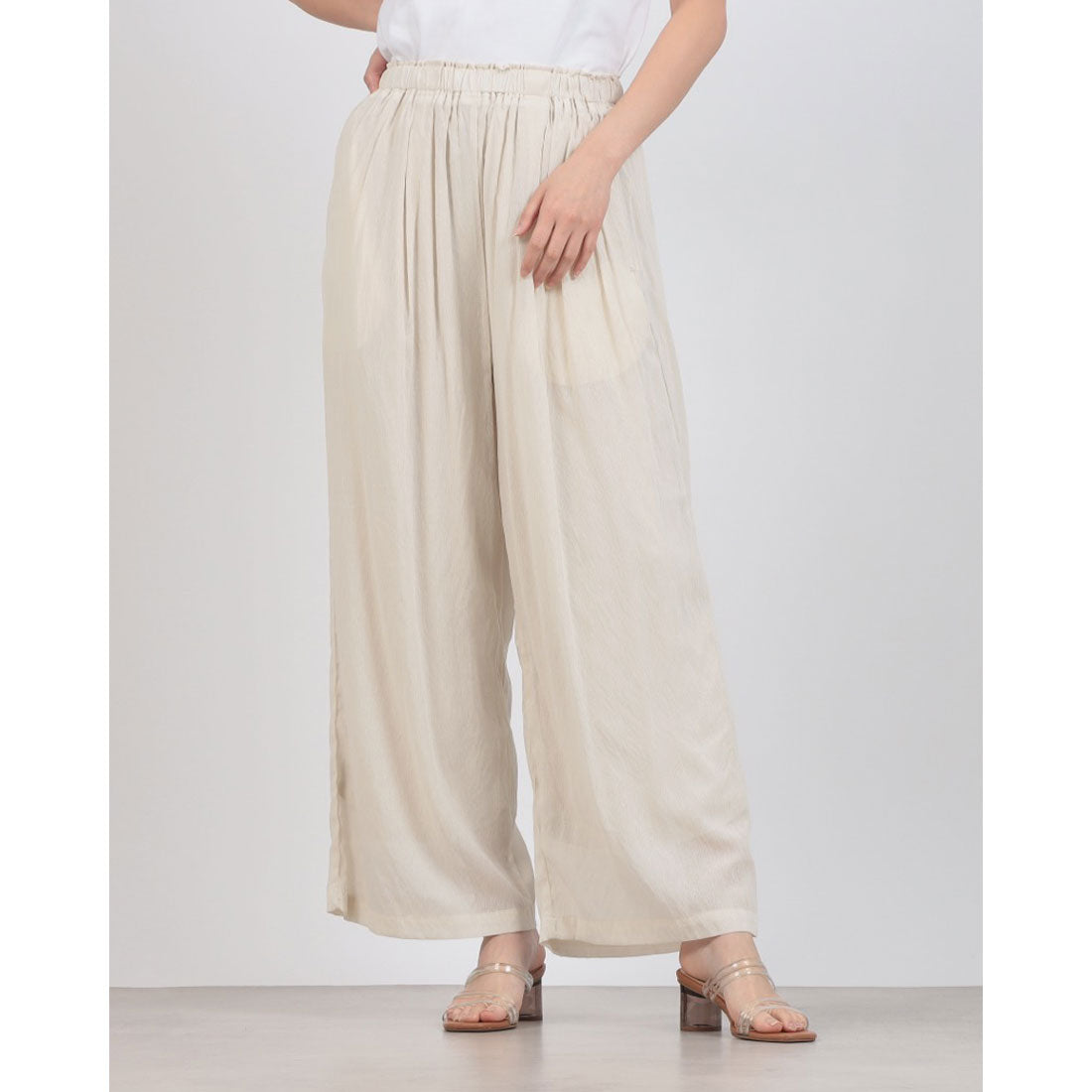 ハンチ hunch ハイツイスト シアーワイド ストレートパンツ （OFF/BEIGE） OFF/BEIGE