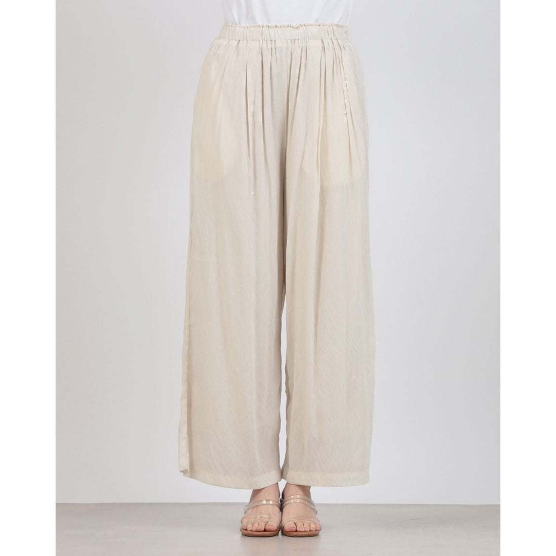 ハンチ hunch ハイツイスト シアーワイド ストレートパンツ （OFF/BEIGE） OFF/BEIGE