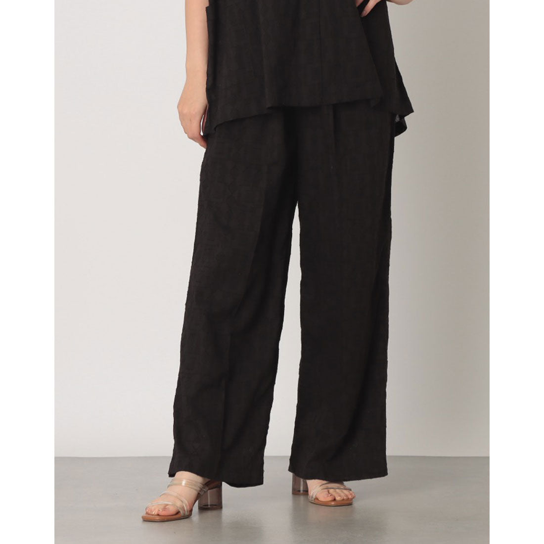 ハンチ hunch カットジャガード イージーパンツ （BLACK） BLACK