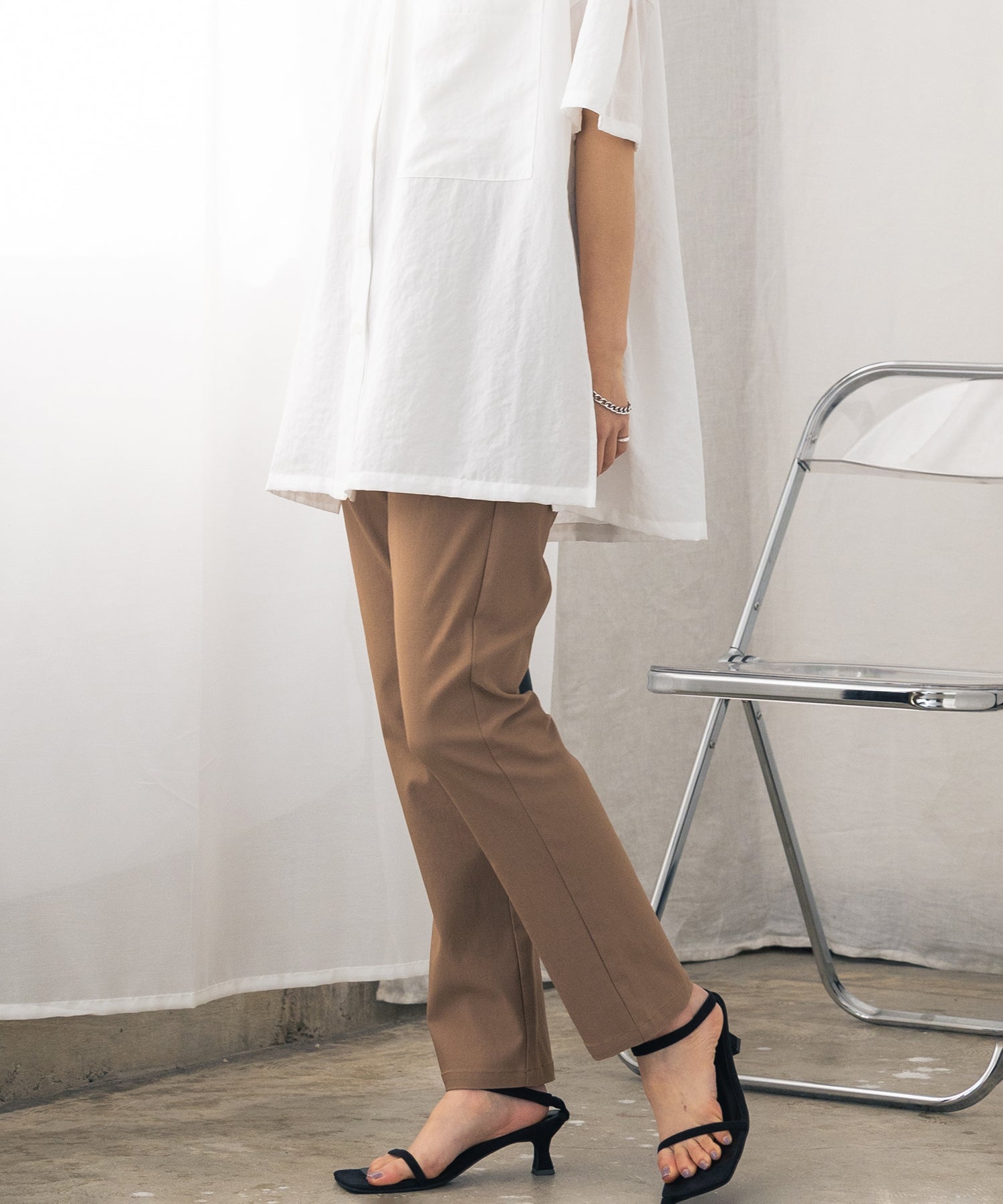 ハンチ hunch 【ストレッチ】バリラクテーパードパンツ Mサイズ（キャメル） キャメル