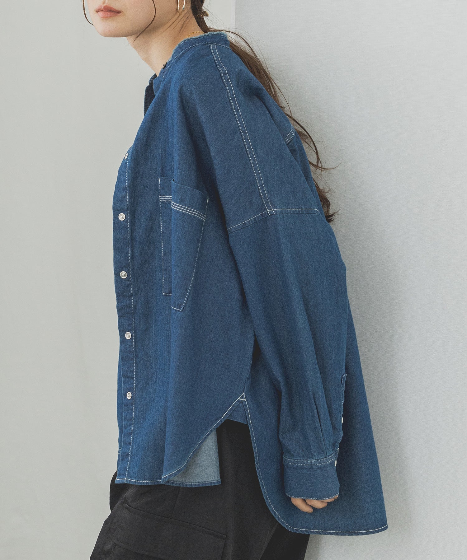 ハンチ hunch テンセルデニムオーバーシャツ （ブルー） ブルー