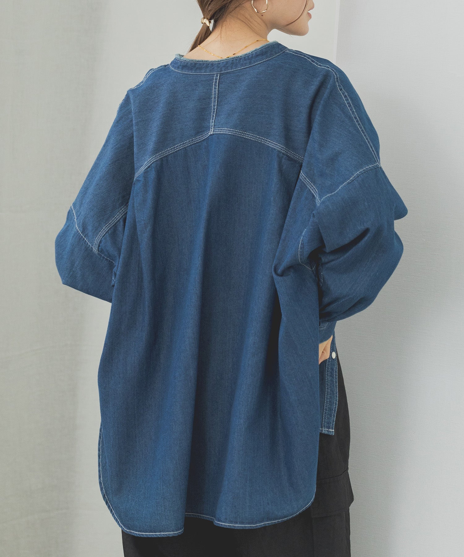 ハンチ hunch テンセルデニムオーバーシャツ （ブルー） ブルー