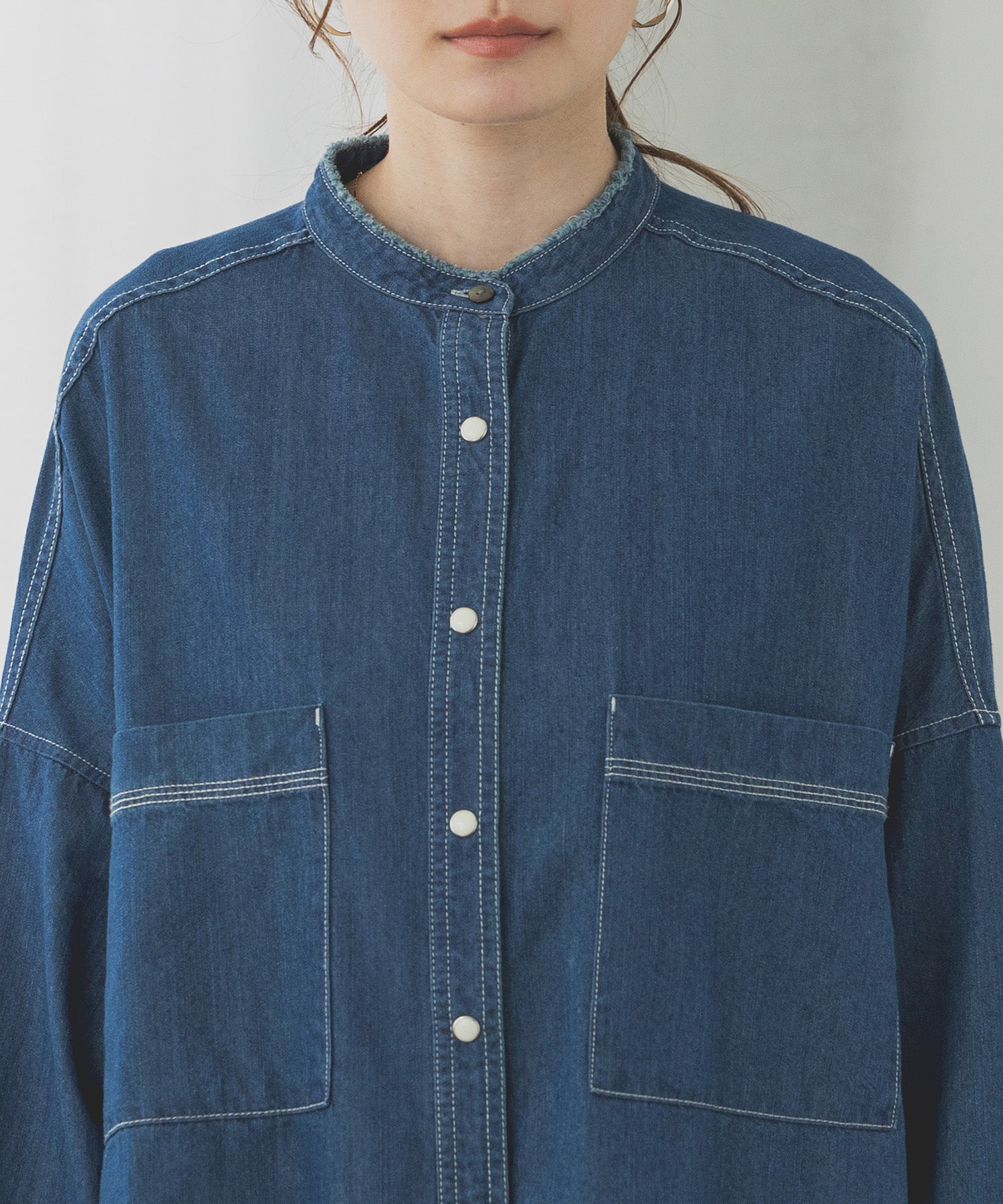 ハンチ hunch テンセルデニムオーバーシャツ （ブルー） ブルー