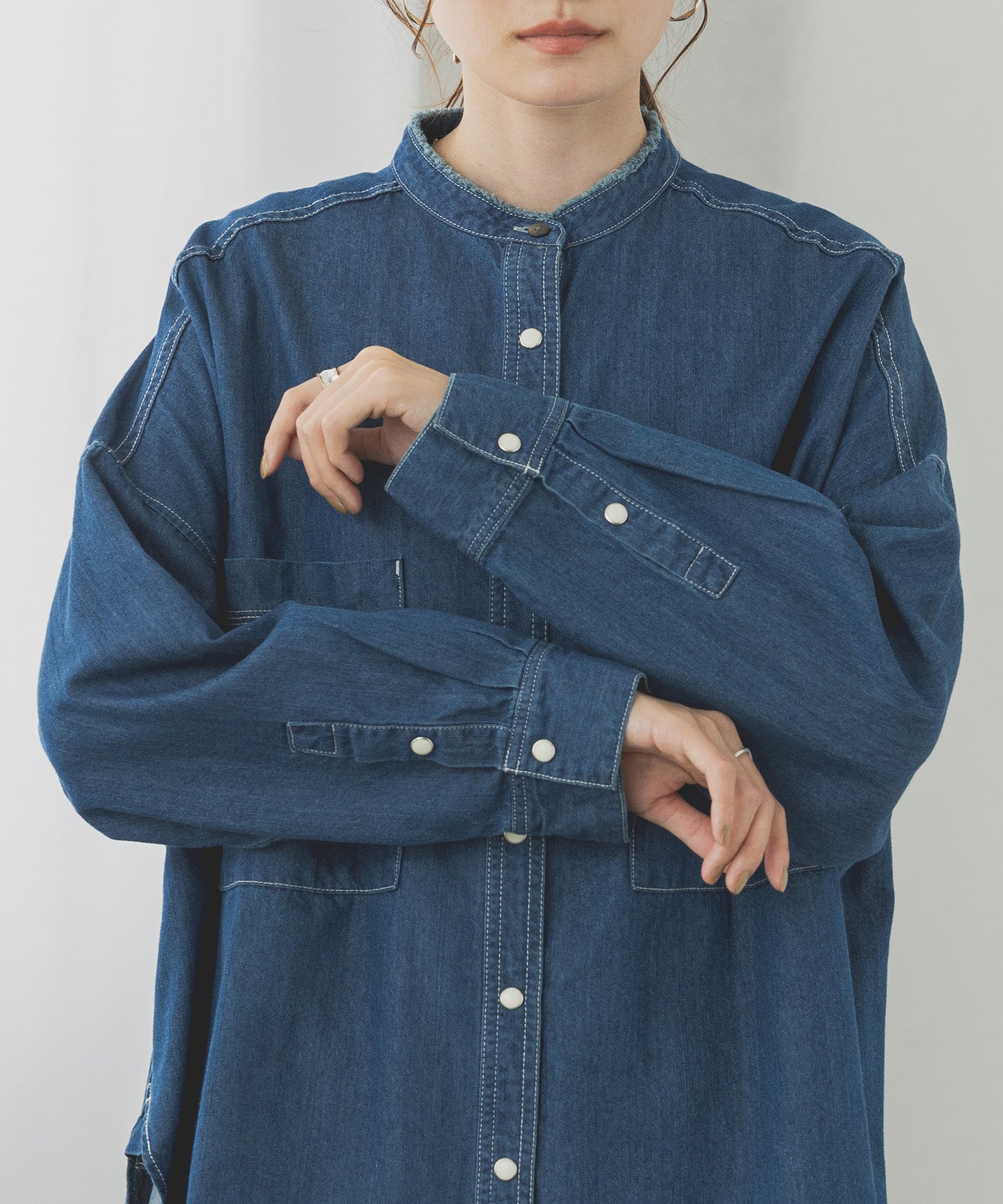 ハンチ hunch テンセルデニムオーバーシャツ （ブルー） ブルー