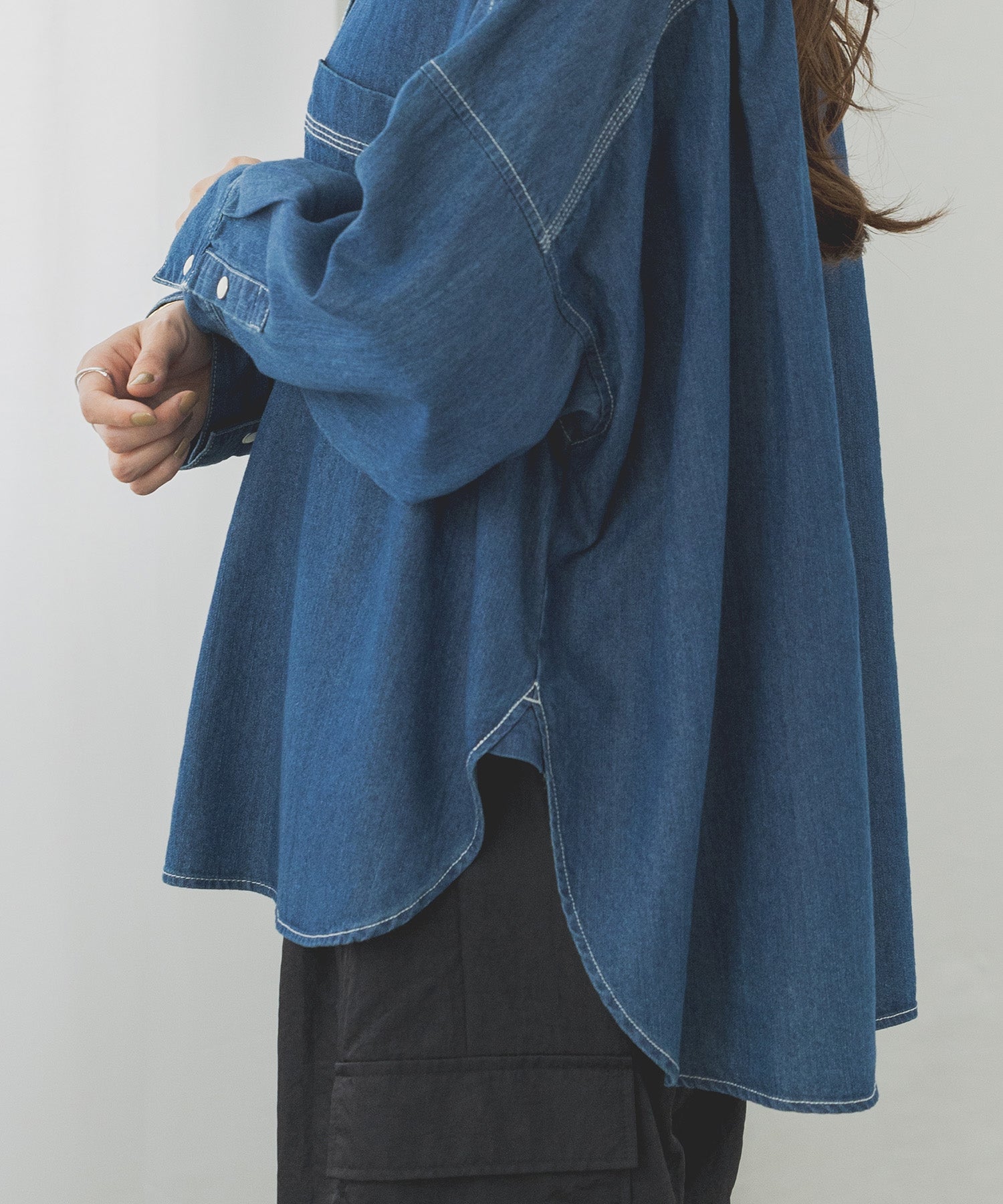 ハンチ hunch テンセルデニムオーバーシャツ （ブルー） ブルー