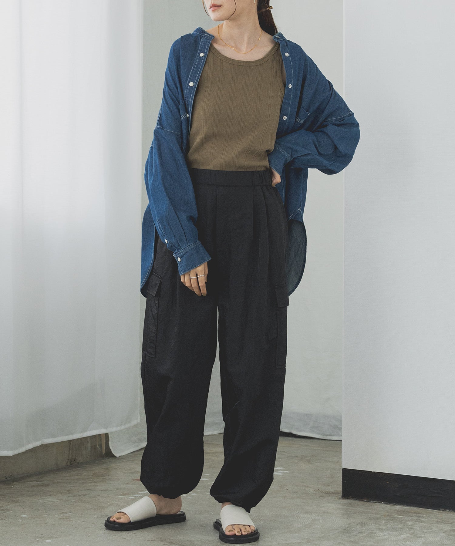 ハンチ hunch テンセルデニムオーバーシャツ （ブルー） ブルー