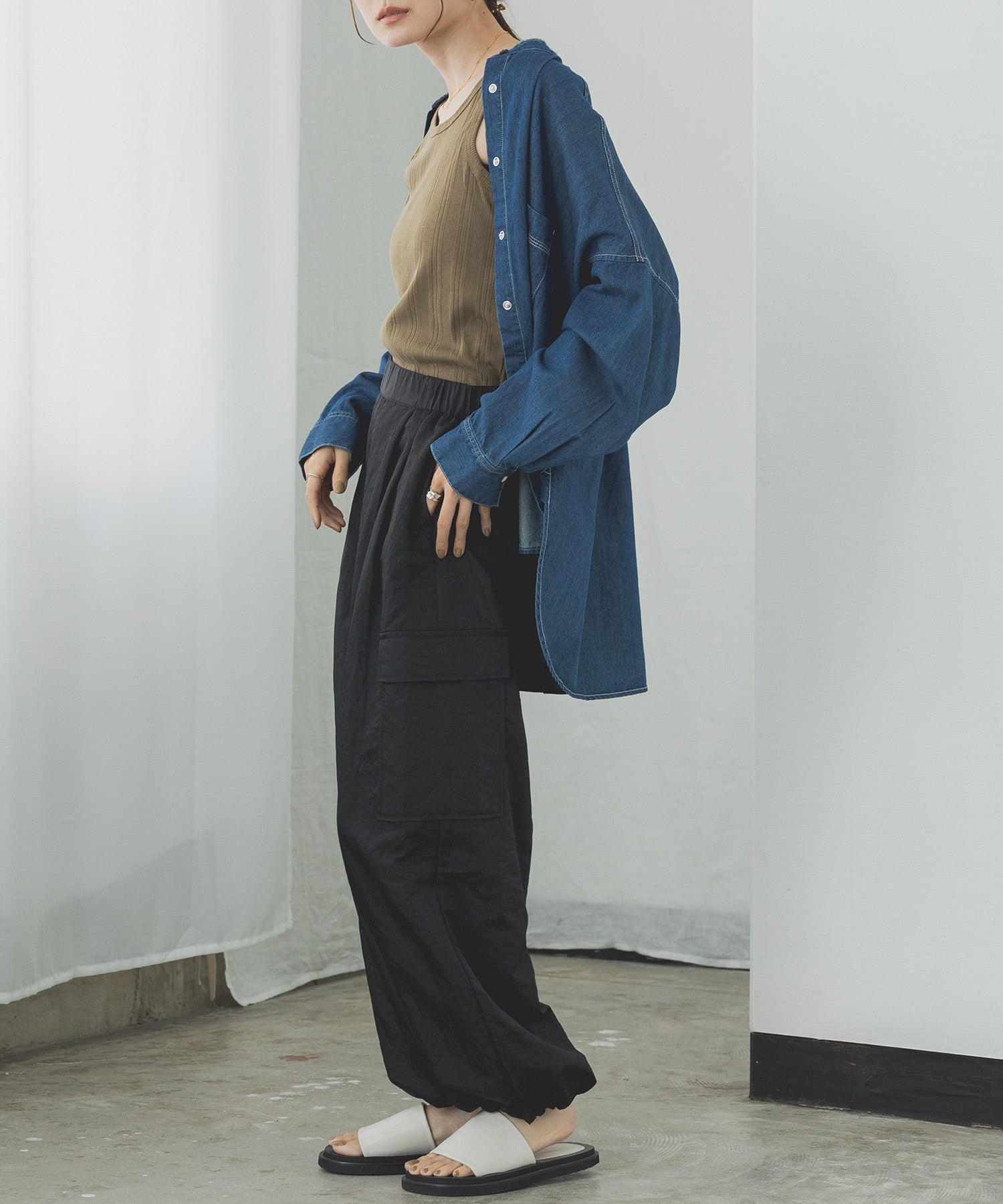 ハンチ hunch テンセルデニムオーバーシャツ （ブルー） ブルー