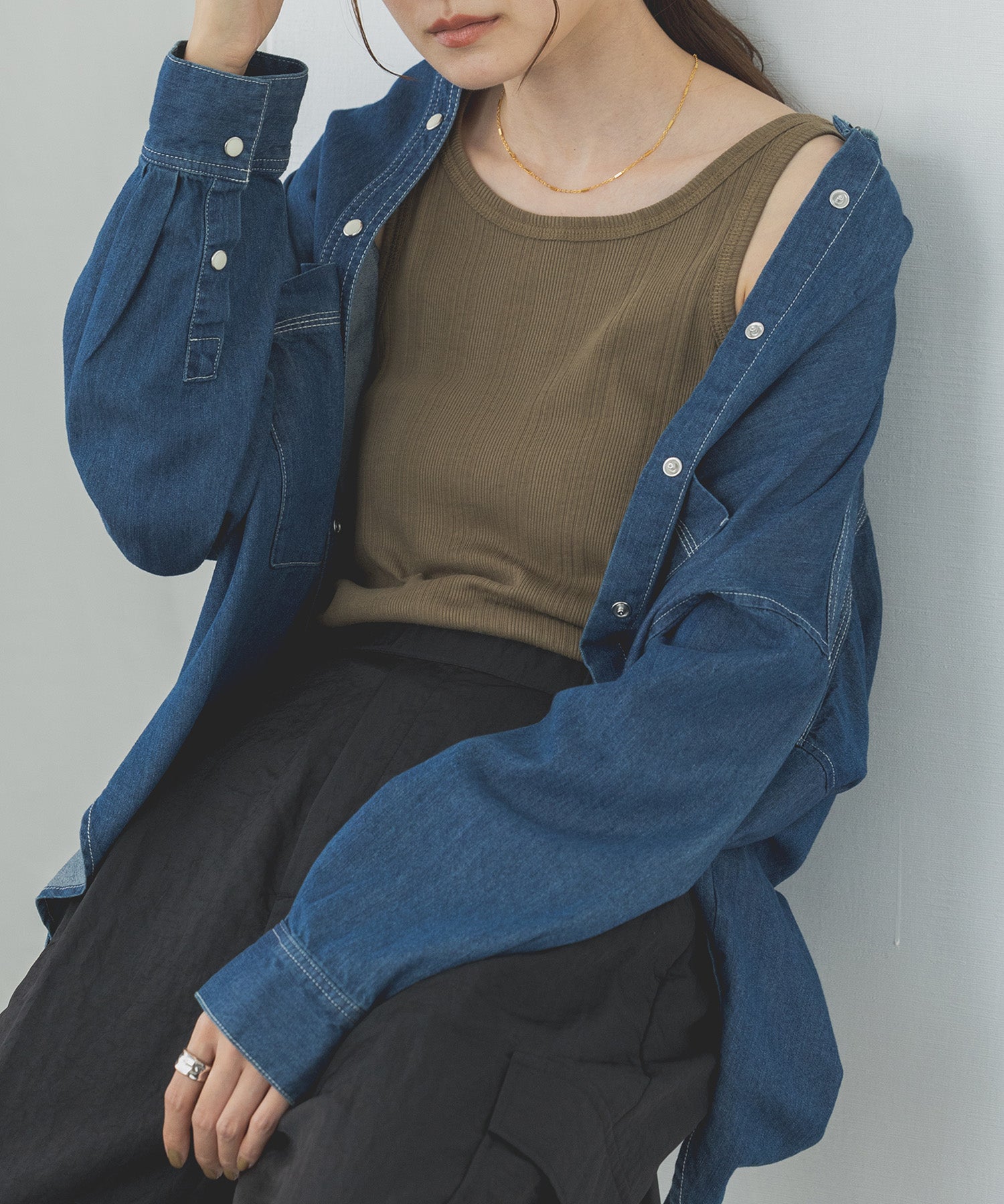 ハンチ hunch テンセルデニムオーバーシャツ （ブルー） ブルー