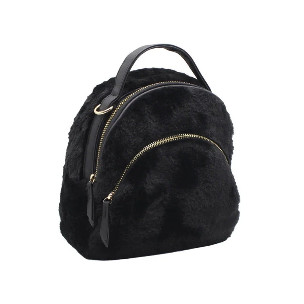 ハンドレッド HUNDRED バックパック HUNDRED ファー エコファー 2way リュック サック バック パック ショルダーバッグ レディース OK-426,ブラック