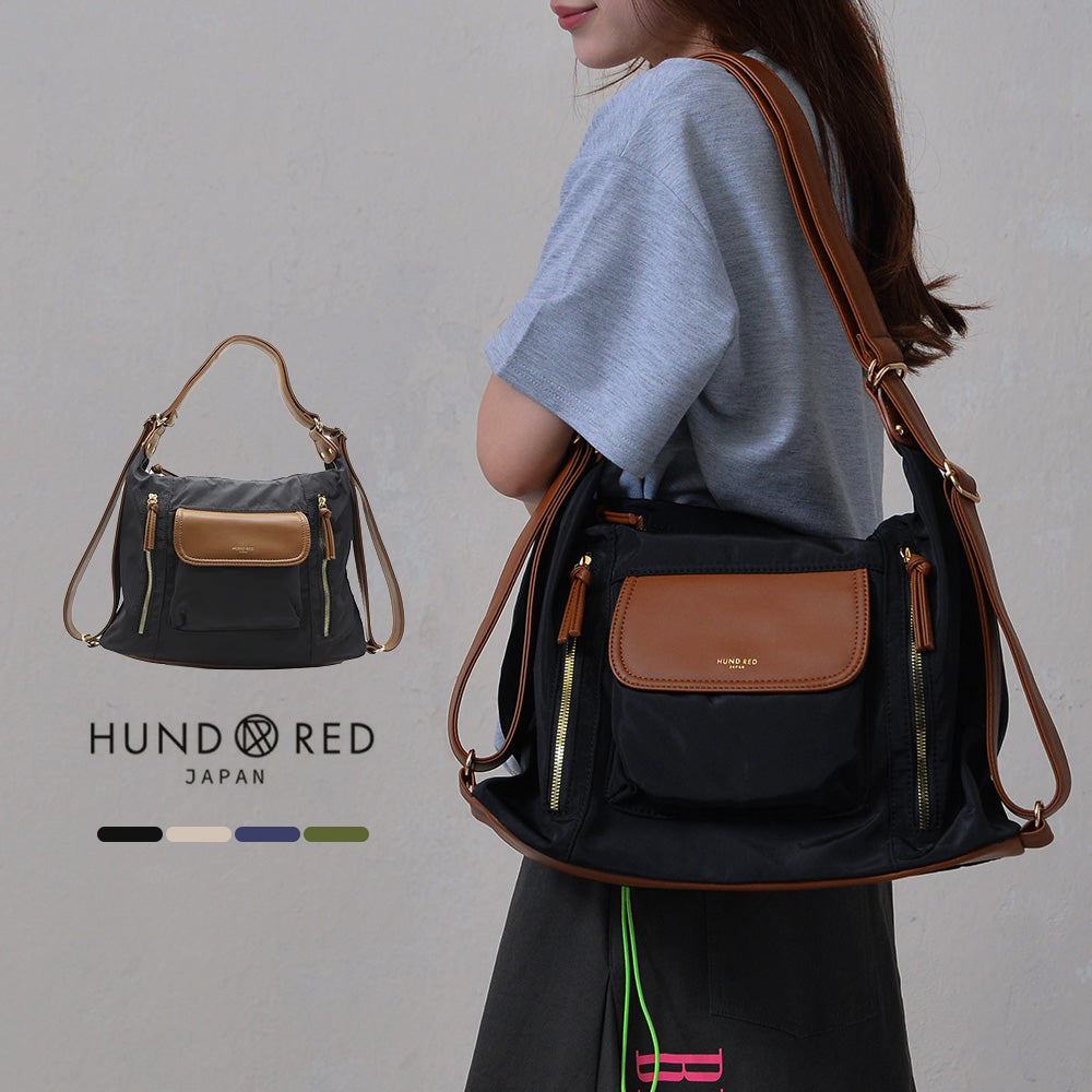 ハンドレッド HUNDRED ショルダーバッグ レディース HUNDRED 2way変形 ナイロン ショルダーバッグ ハンドバッグ ショルダー バッグ リュック HR-2048 （ブラック） ブラック