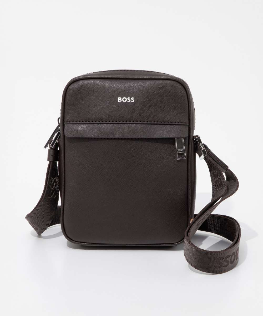 ヒューゴボス HUGO BOSS ヒューゴボス HUGO BOSS Zair NS zip reporter bag ジップ レポーターバッグ 50483566 ショルダーバッグ ロゴ メンズ （DARK BROWN(203)） DARK BROWN(203)