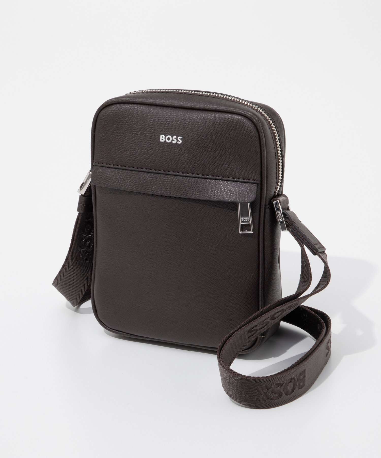 ヒューゴボス HUGO BOSS ヒューゴボス HUGO BOSS Zair NS zip reporter bag ジップ レポーターバッグ 50483566 ショルダーバッグ ロゴ メンズ （DARK BROWN(203)） DARK BROWN(203)