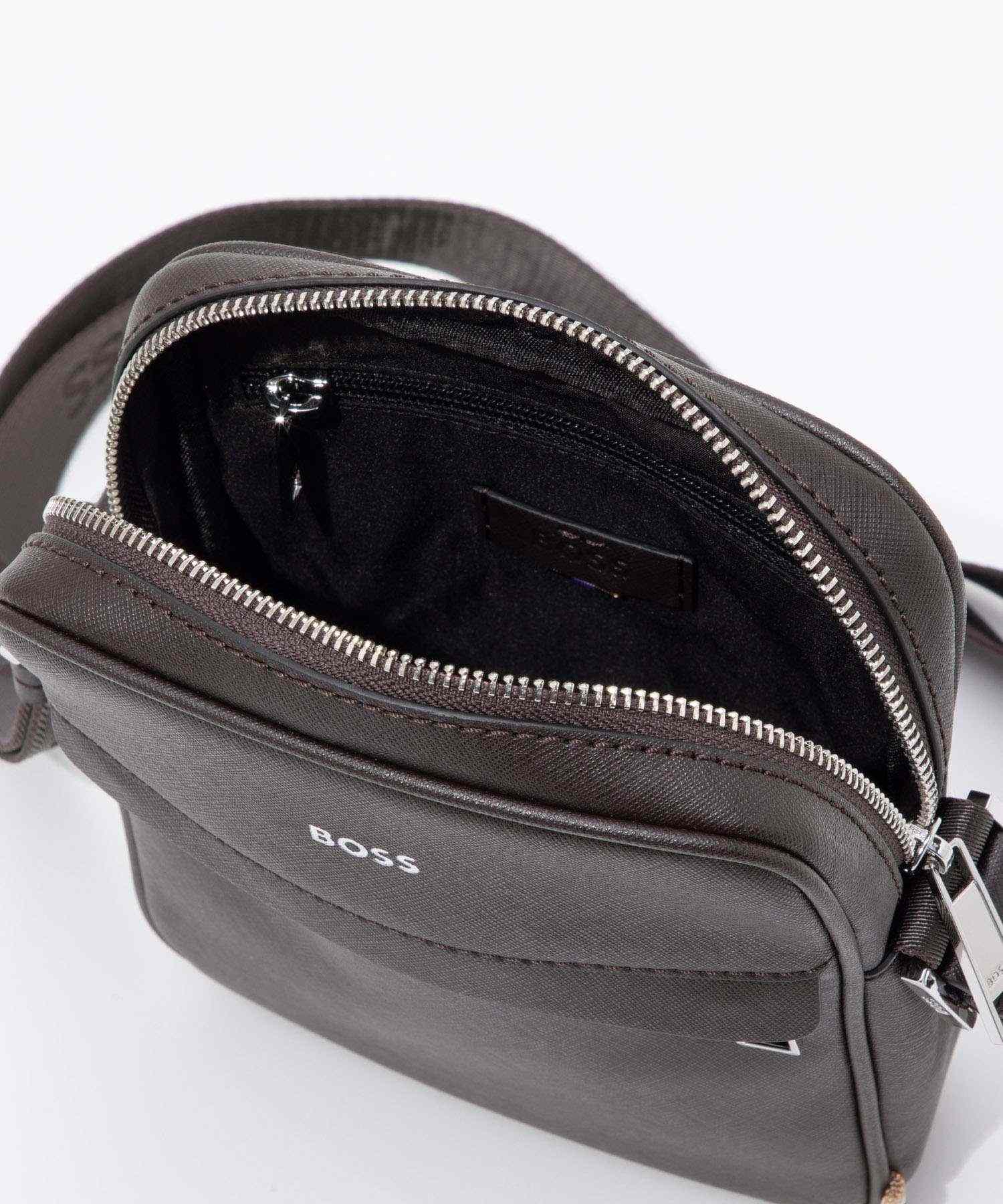 ヒューゴボス HUGO BOSS ヒューゴボス HUGO BOSS Zair NS zip reporter bag ジップ レポーターバッグ 50483566 ショルダーバッグ ロゴ メンズ （DARK BROWN(203)） DARK BROWN(203)