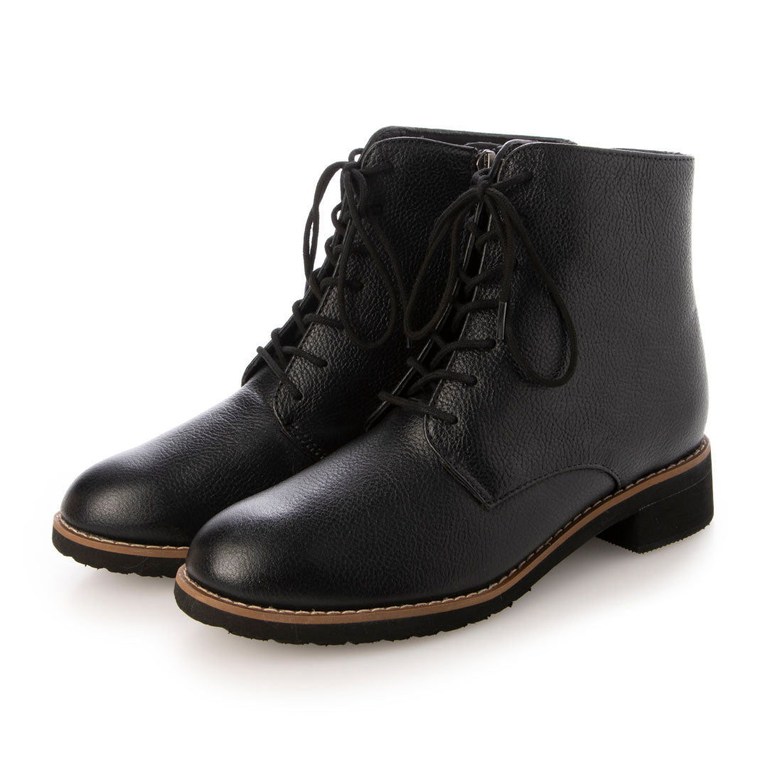 HUSKY 【Genuine Leather】 3.5cm Heel Almond Toe Lace-Up Boots