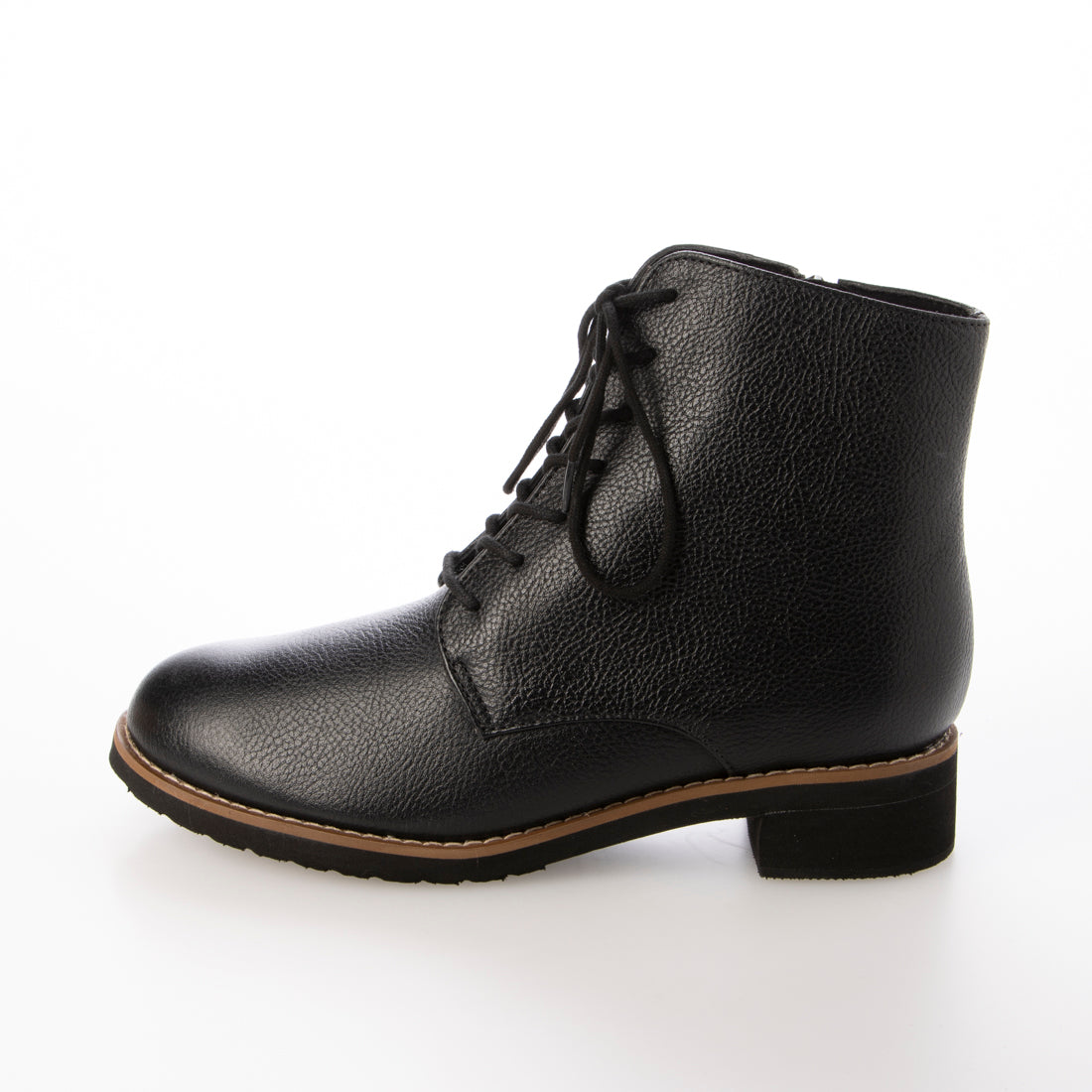 HUSKY 【Genuine Leather】 3.5cm Heel Almond Toe Lace-Up Boots