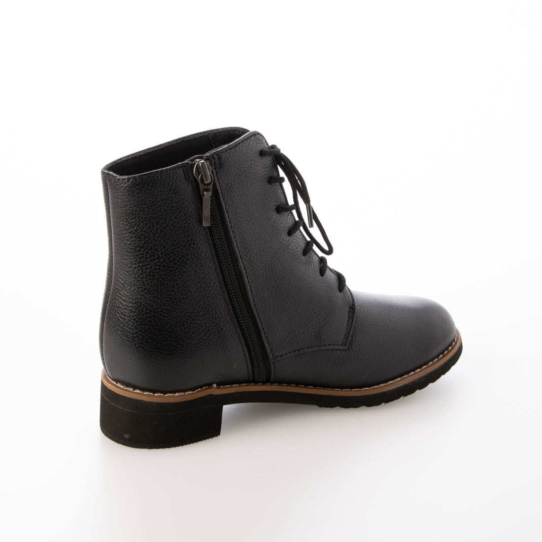 HUSKY 【Genuine Leather】 3.5cm Heel Almond Toe Lace-Up Boots